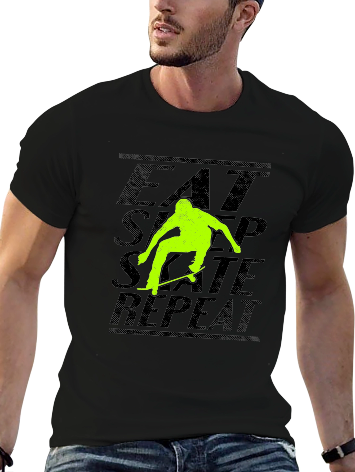 Eat Sleep Skate Repeat Black Graphic Tee
