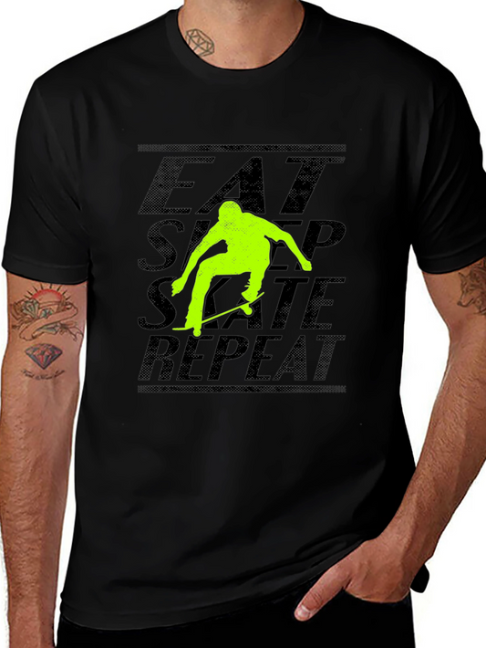 Eat Sleep Skate Repeat Black Graphic Tee