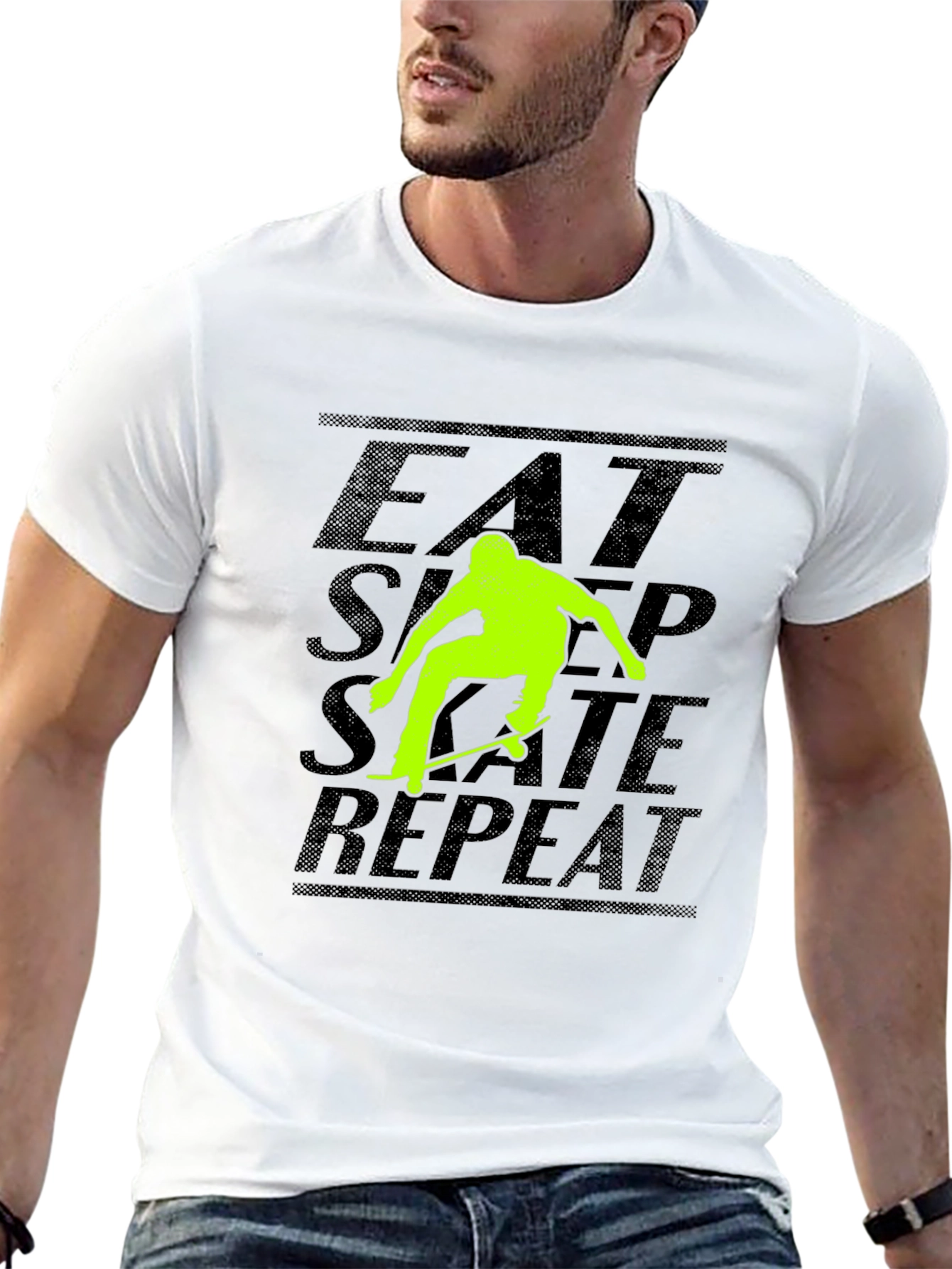 Eat Sleep Skate Repeat Black Graphic Tee