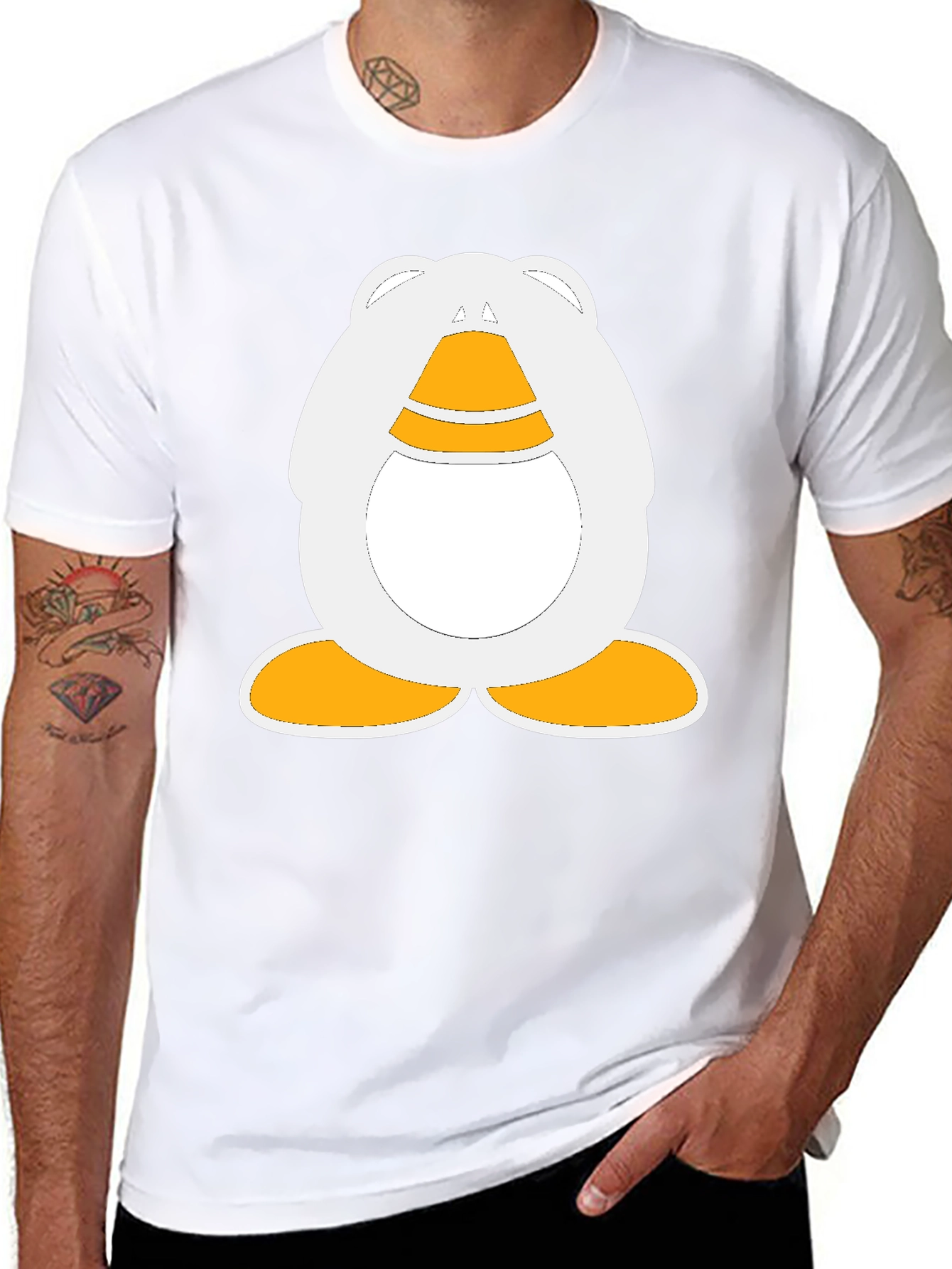 Cartoon Penguin Graphic Black T-Shirt