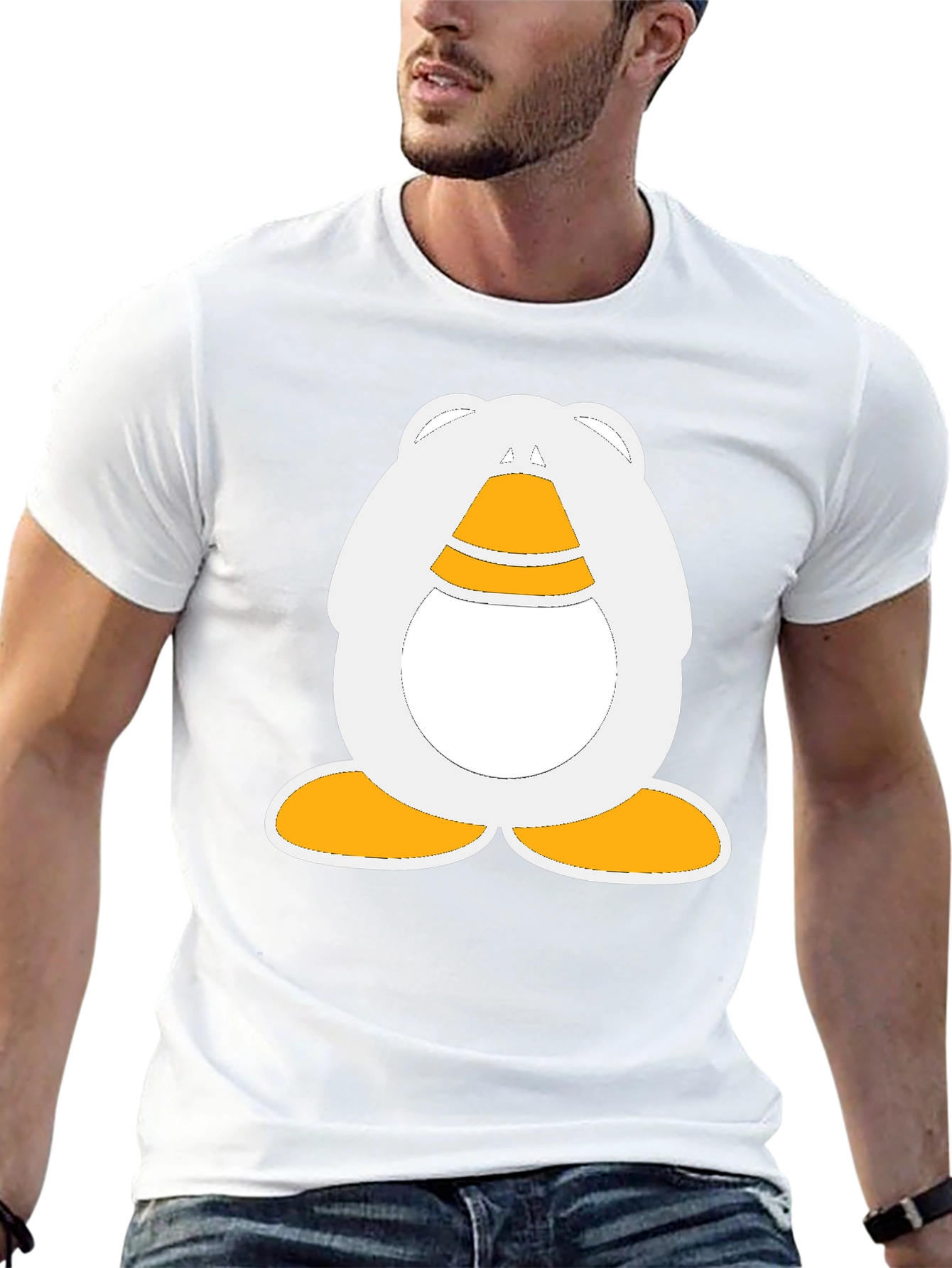 Cartoon Penguin Graphic Black T-Shirt