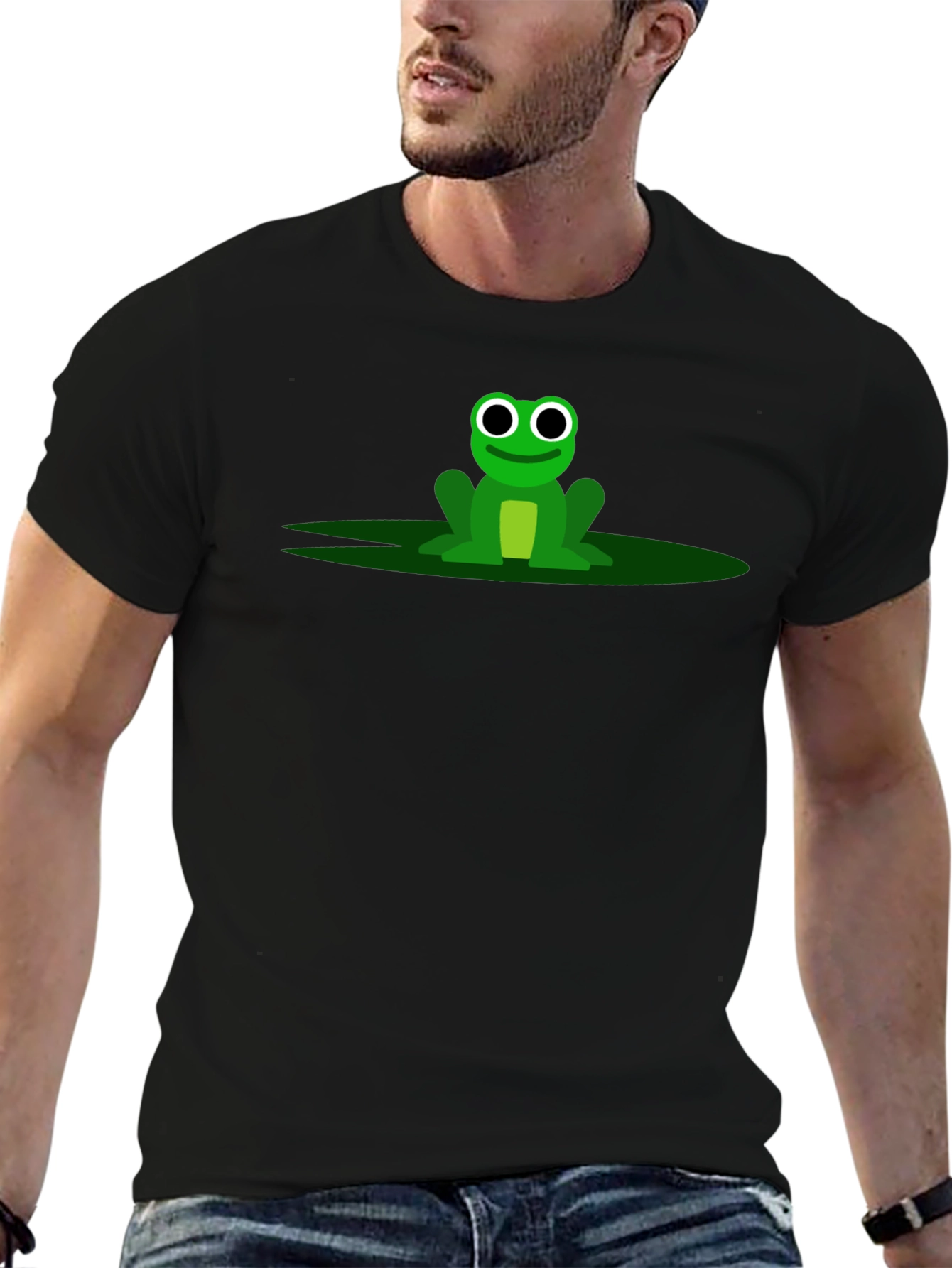 Frog Graphic Tee - Black Cotton T-Shirt