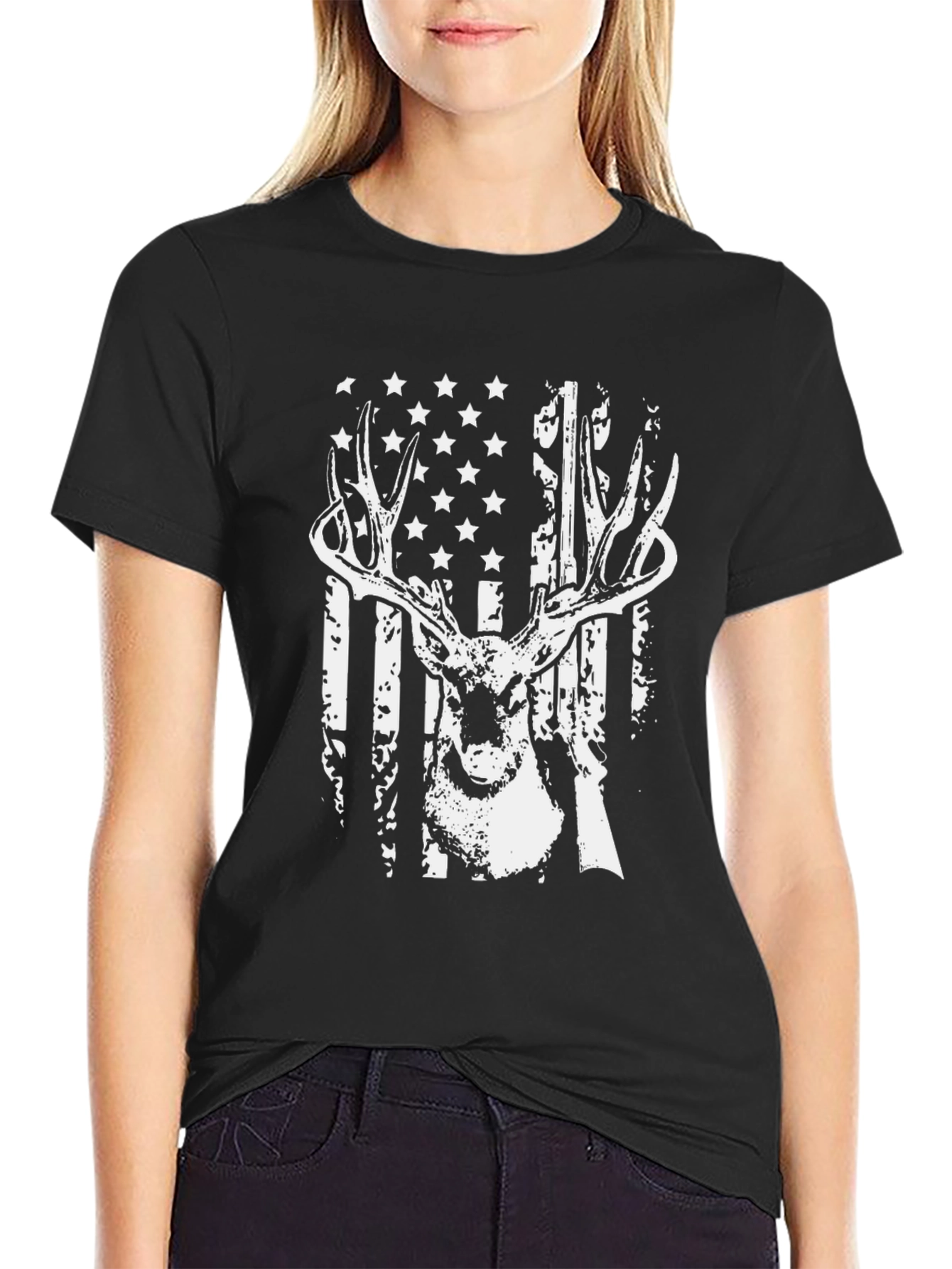 American Flag Deer Hunter T-Shirt