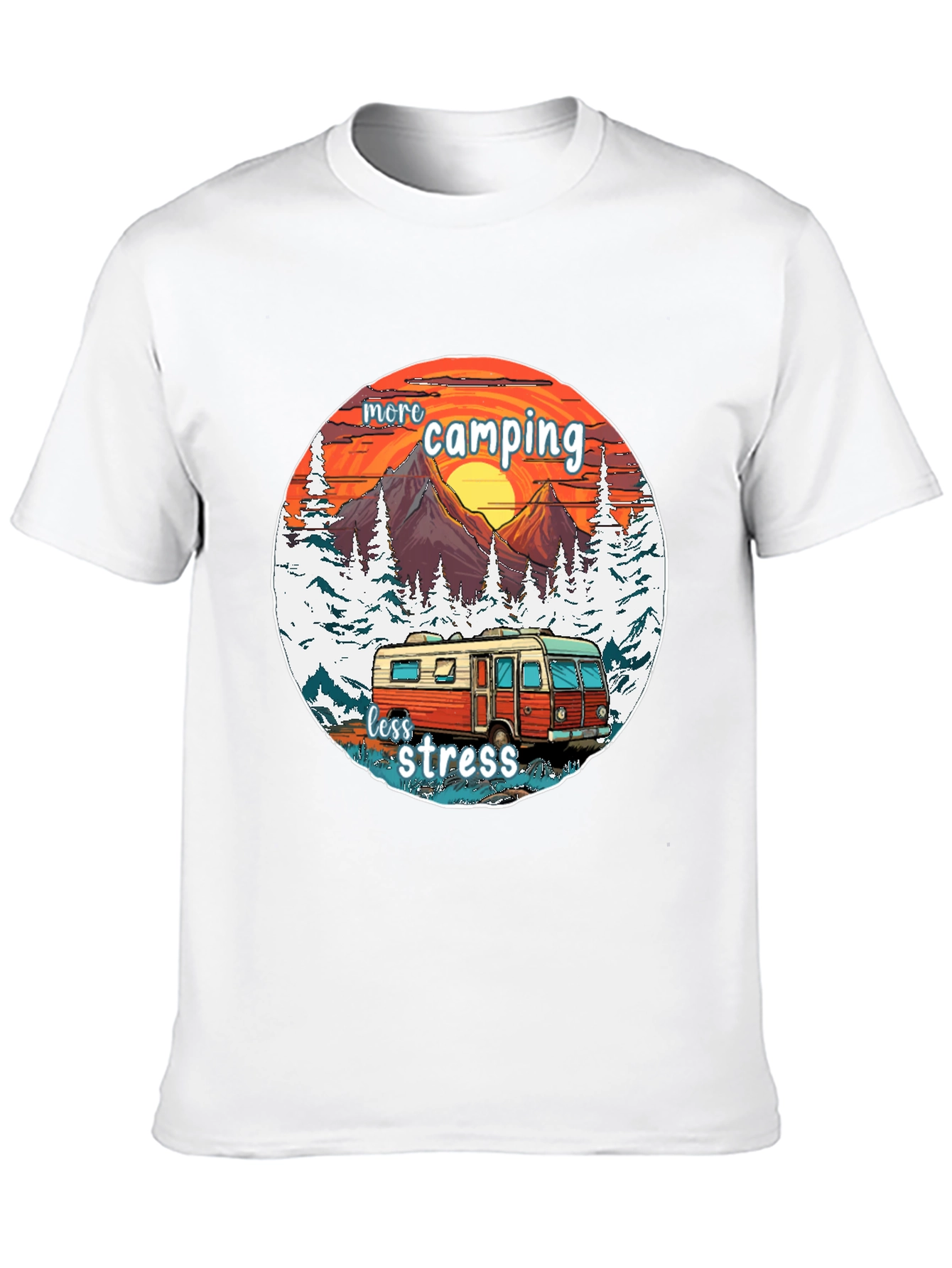 More Camping Less Stress Graphic Tee