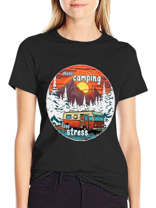 More Camping Less Stress Graphic Tee