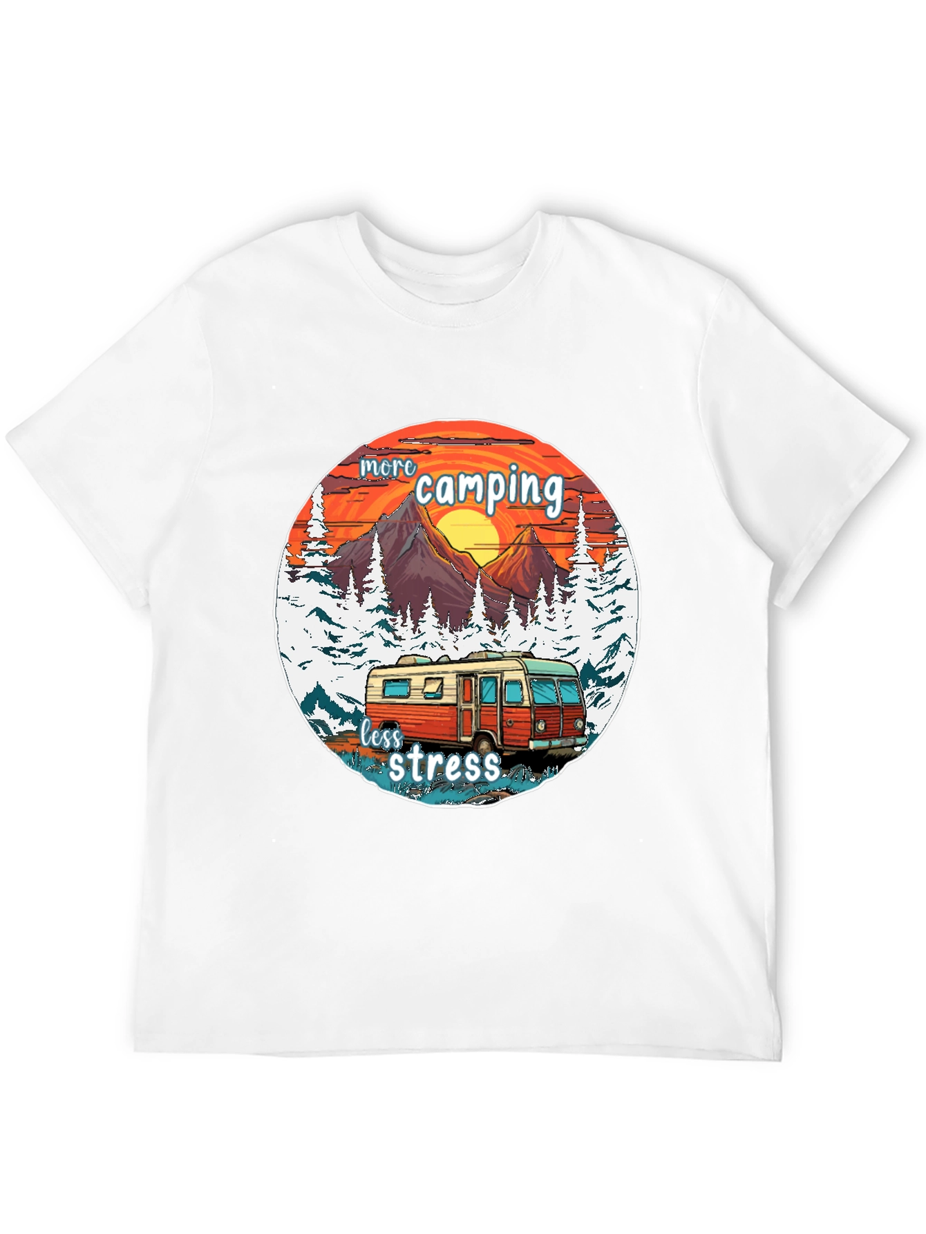 More Camping Less Stress Graphic Tee