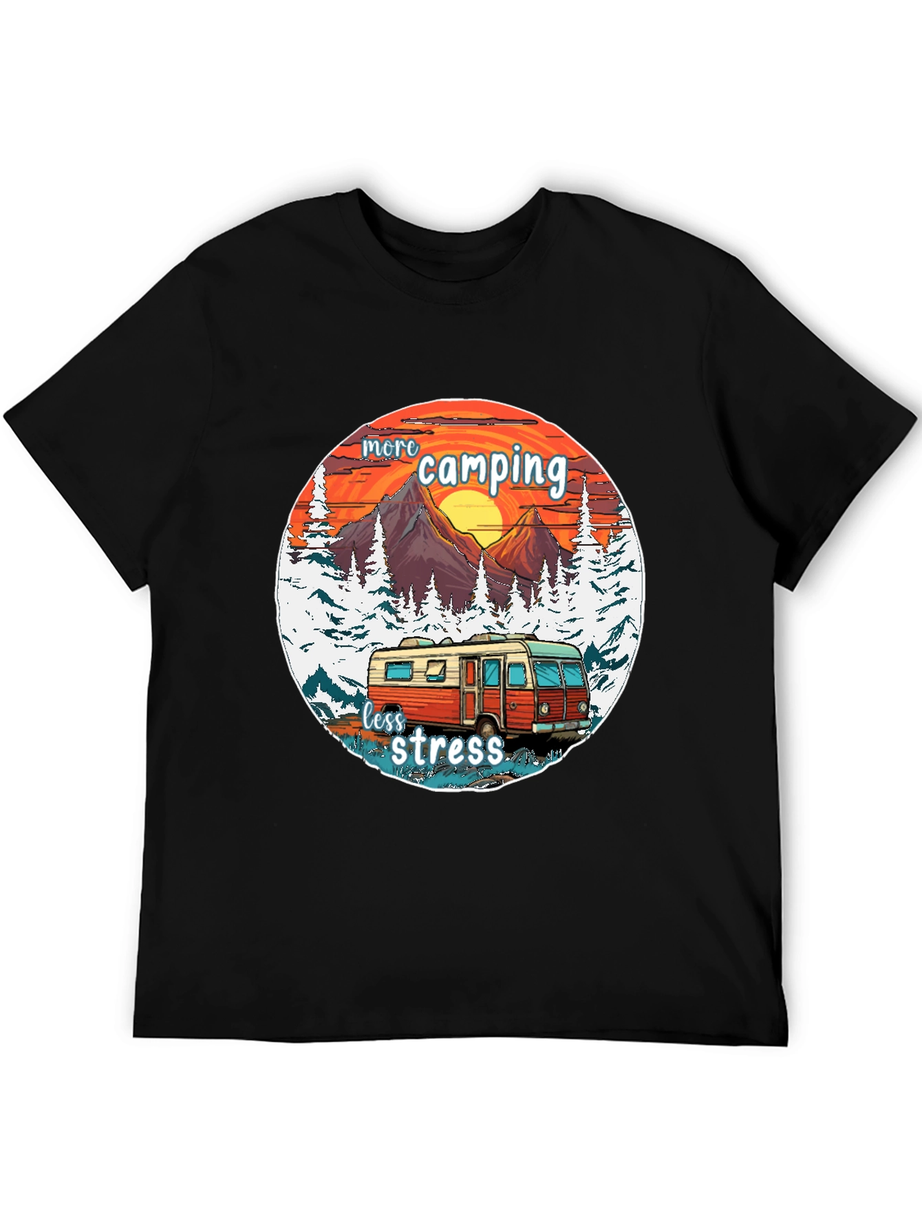 More Camping Less Stress Graphic Tee