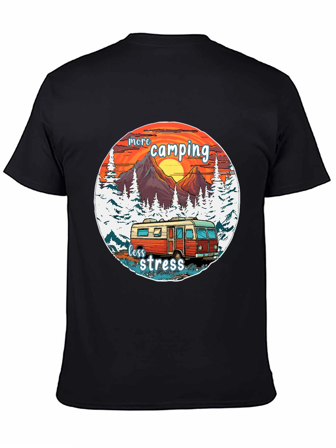 More Camping Less Stress Graphic Tee