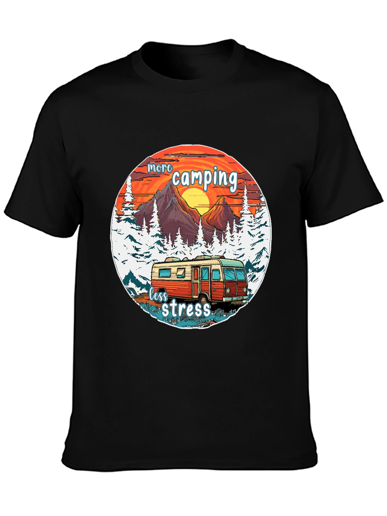 More Camping Less Stress Graphic Tee