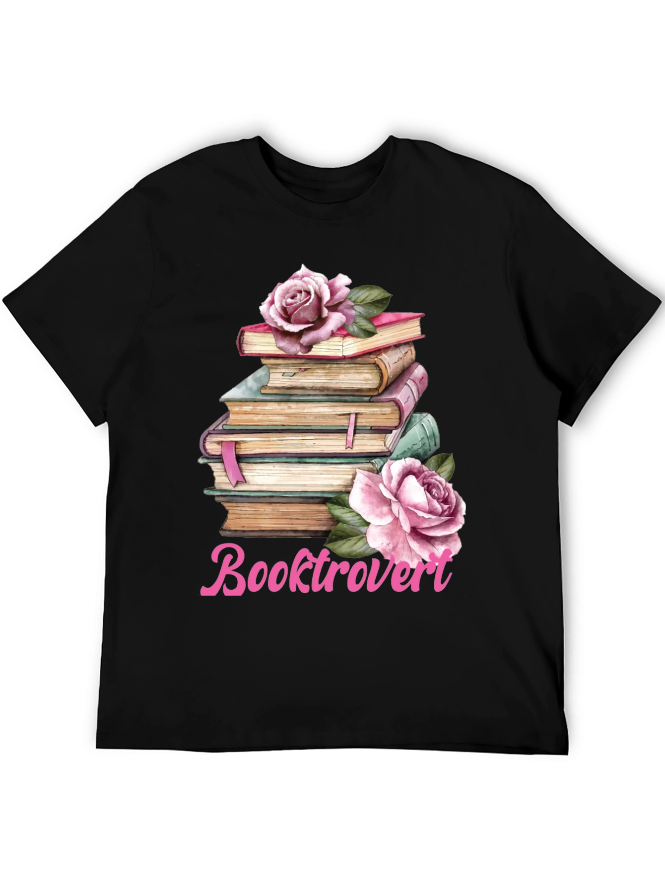 Booktrovert T-Shirt: Floral Book Stack Tee