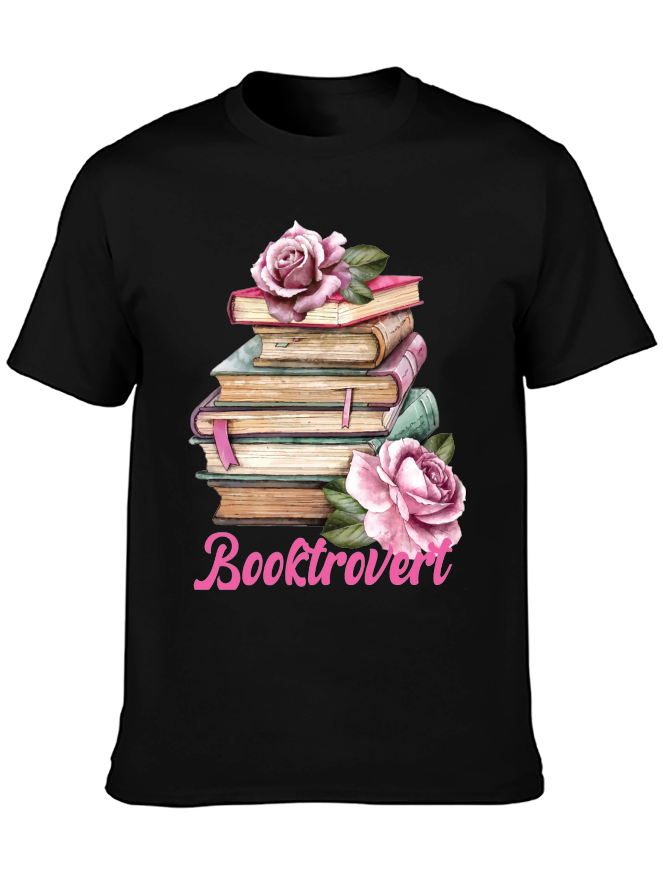 Booktrovert T-Shirt: Floral Book Stack Tee