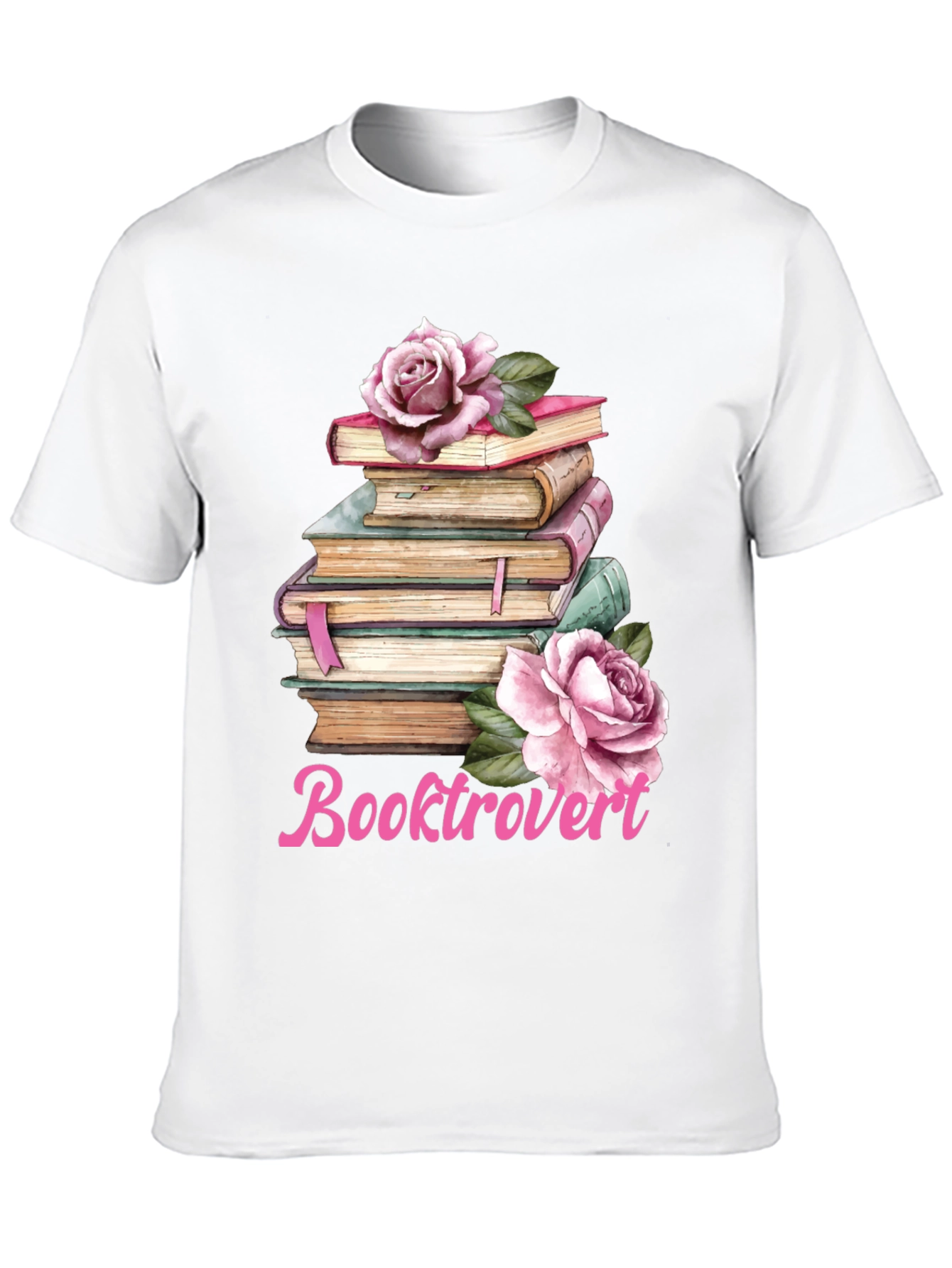 Booktrovert T-Shirt: Floral Book Stack Tee