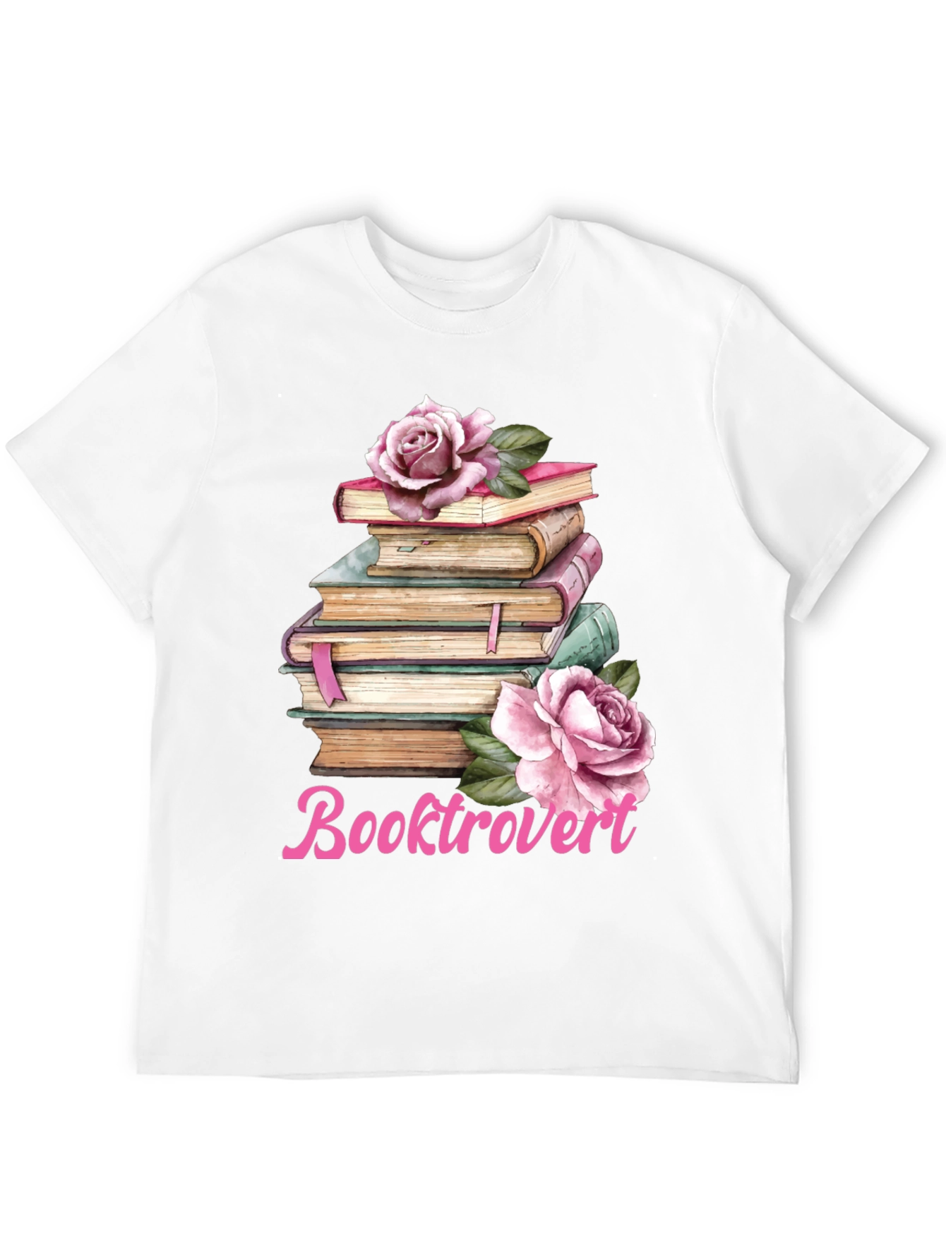 Booktrovert T-Shirt: Floral Book Stack Tee