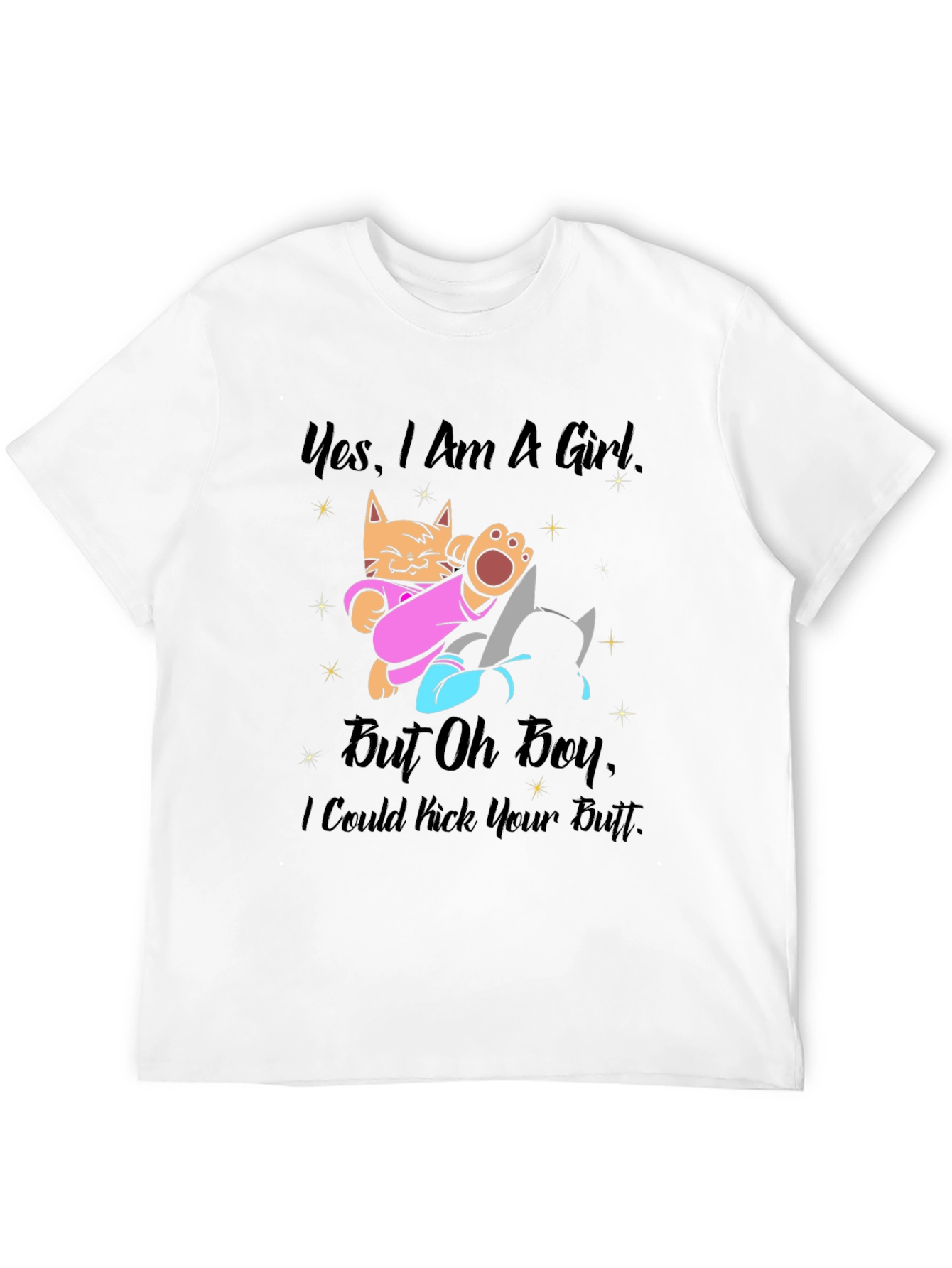 Girl Power Cat Kick Butt Graphic Tee