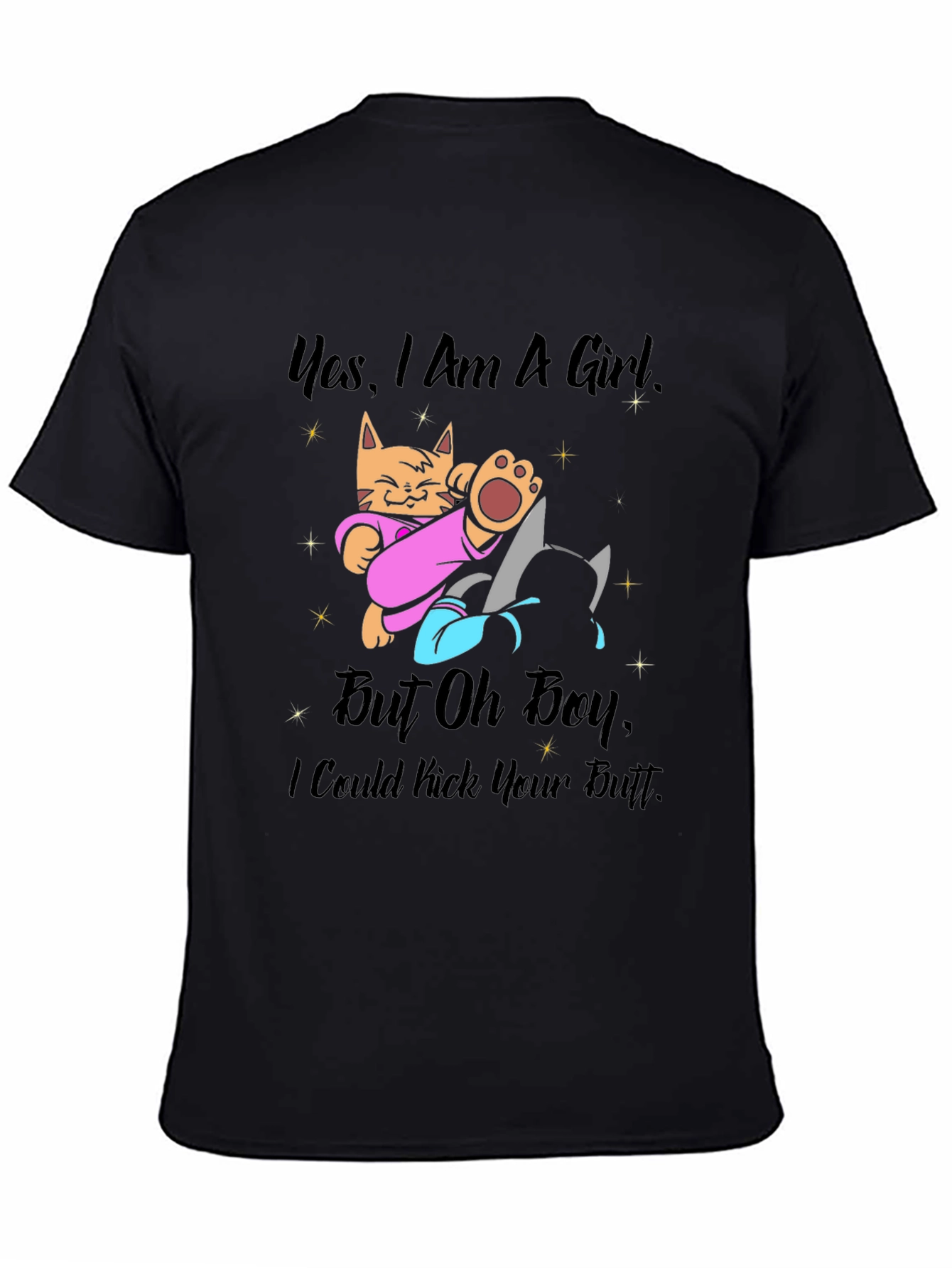 Girl Power Cat Kick Butt Graphic Tee