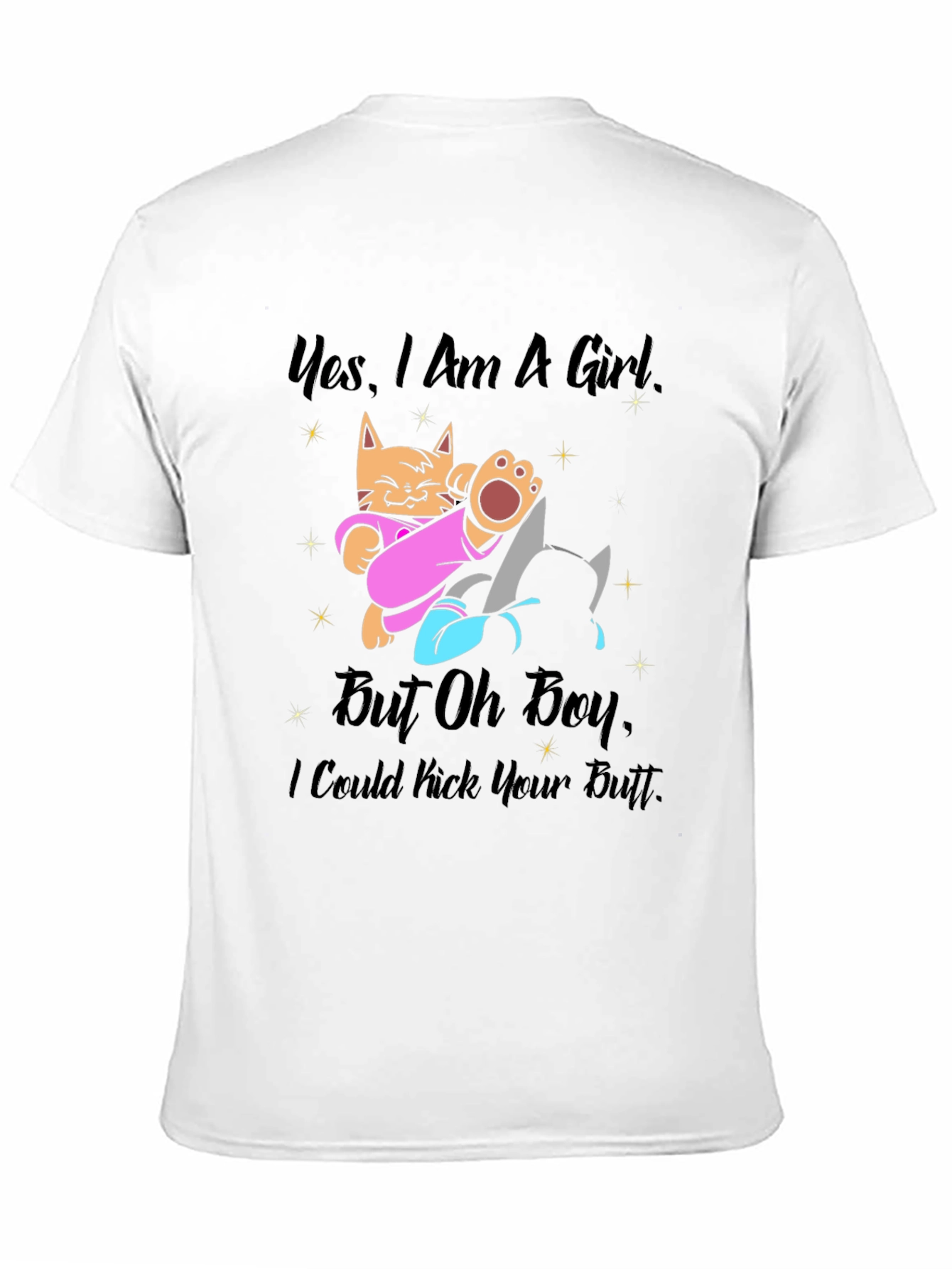 Girl Power Cat Kick Butt Graphic Tee