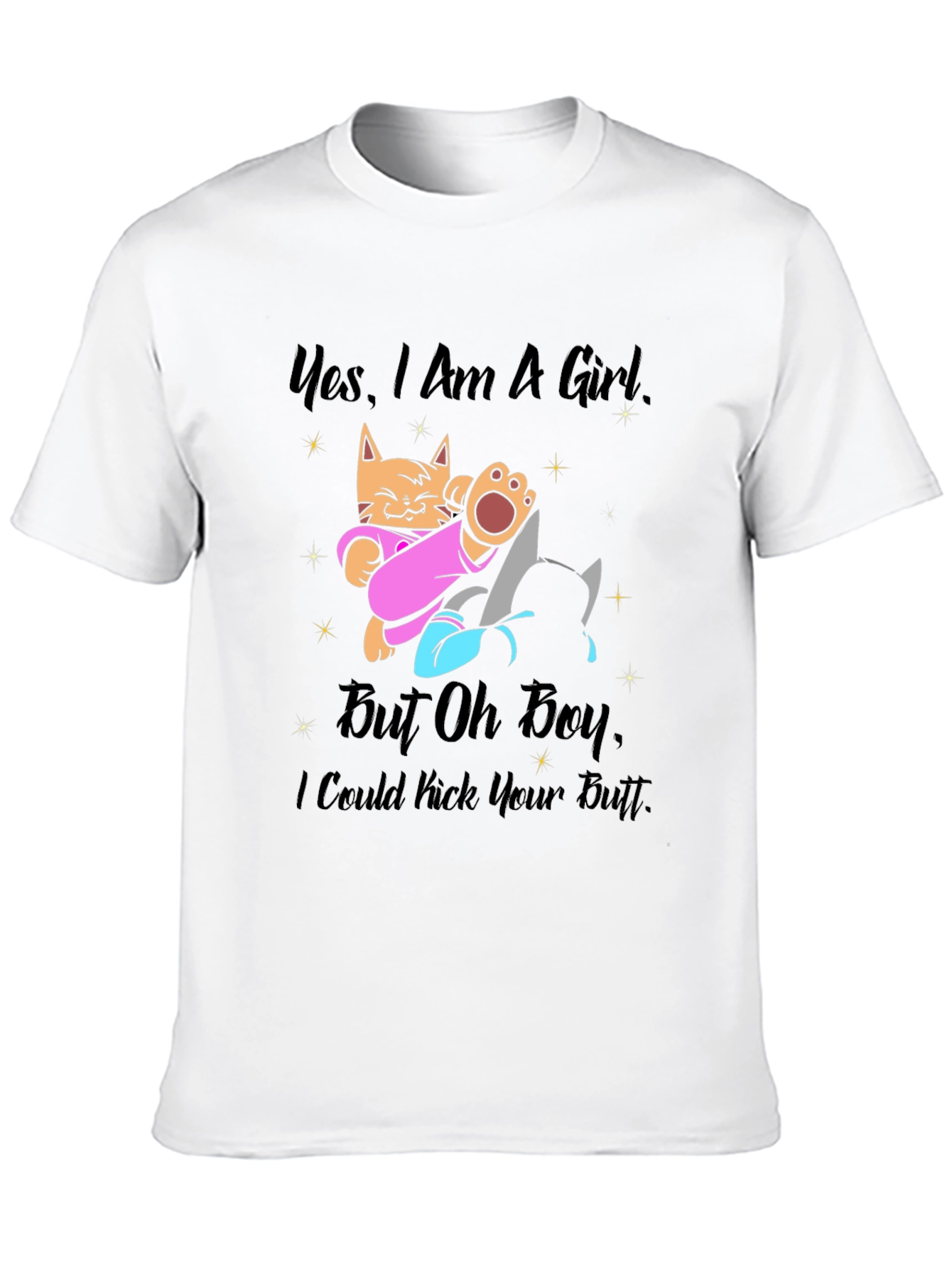 Girl Power Cat Kick Butt Graphic Tee