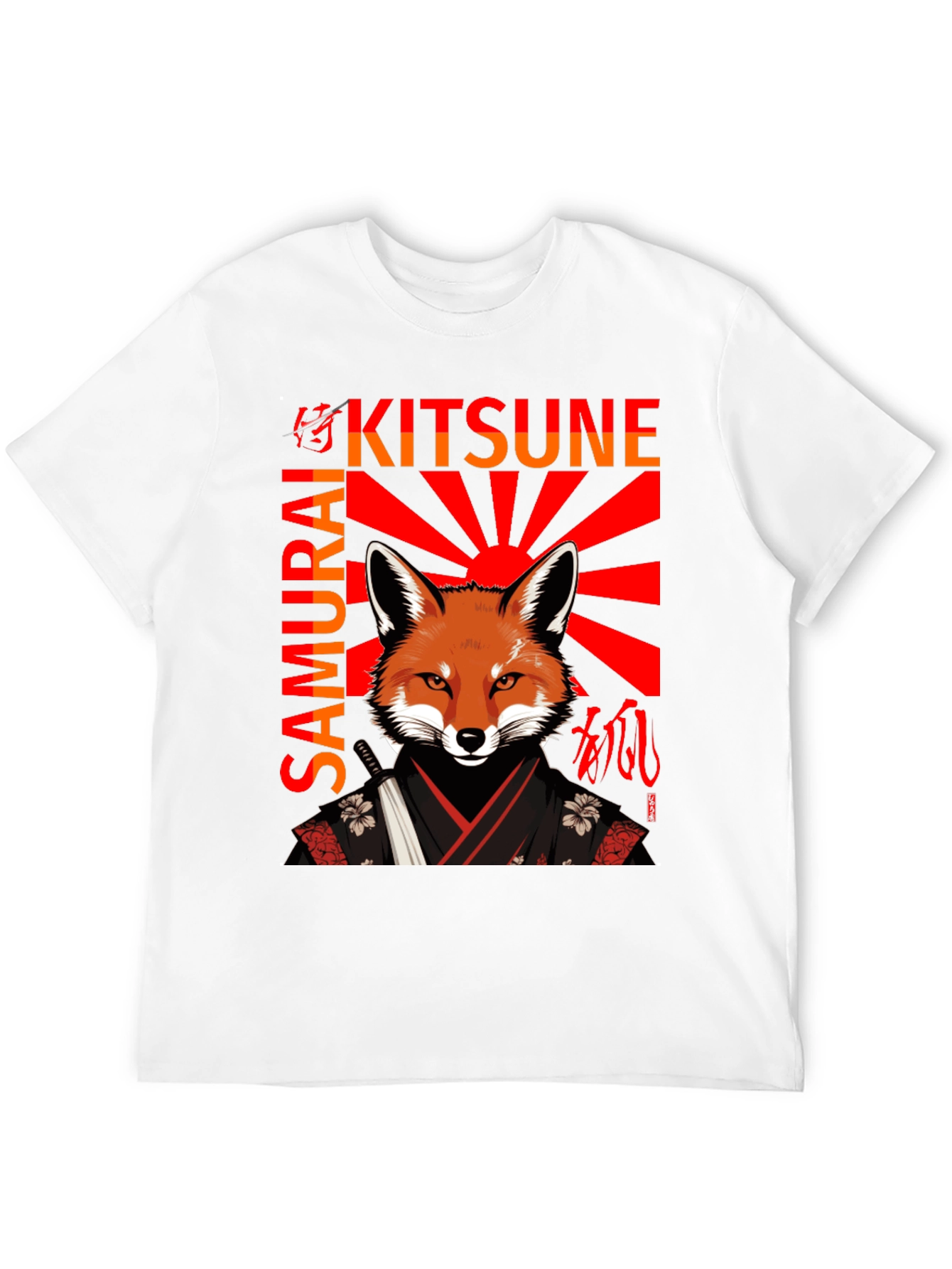 Samurai Kitsune T-Shirt Japanese Fox Warrior Design