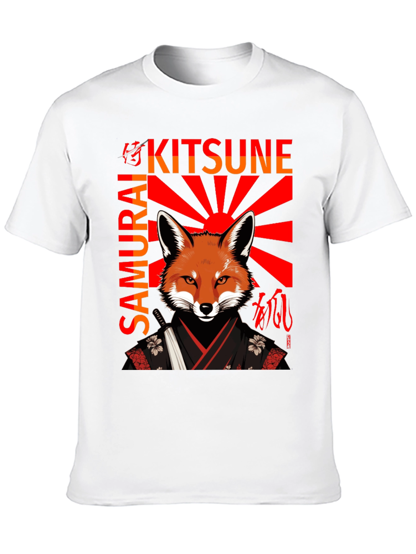 Samurai Kitsune T-Shirt Japanese Fox Warrior Design