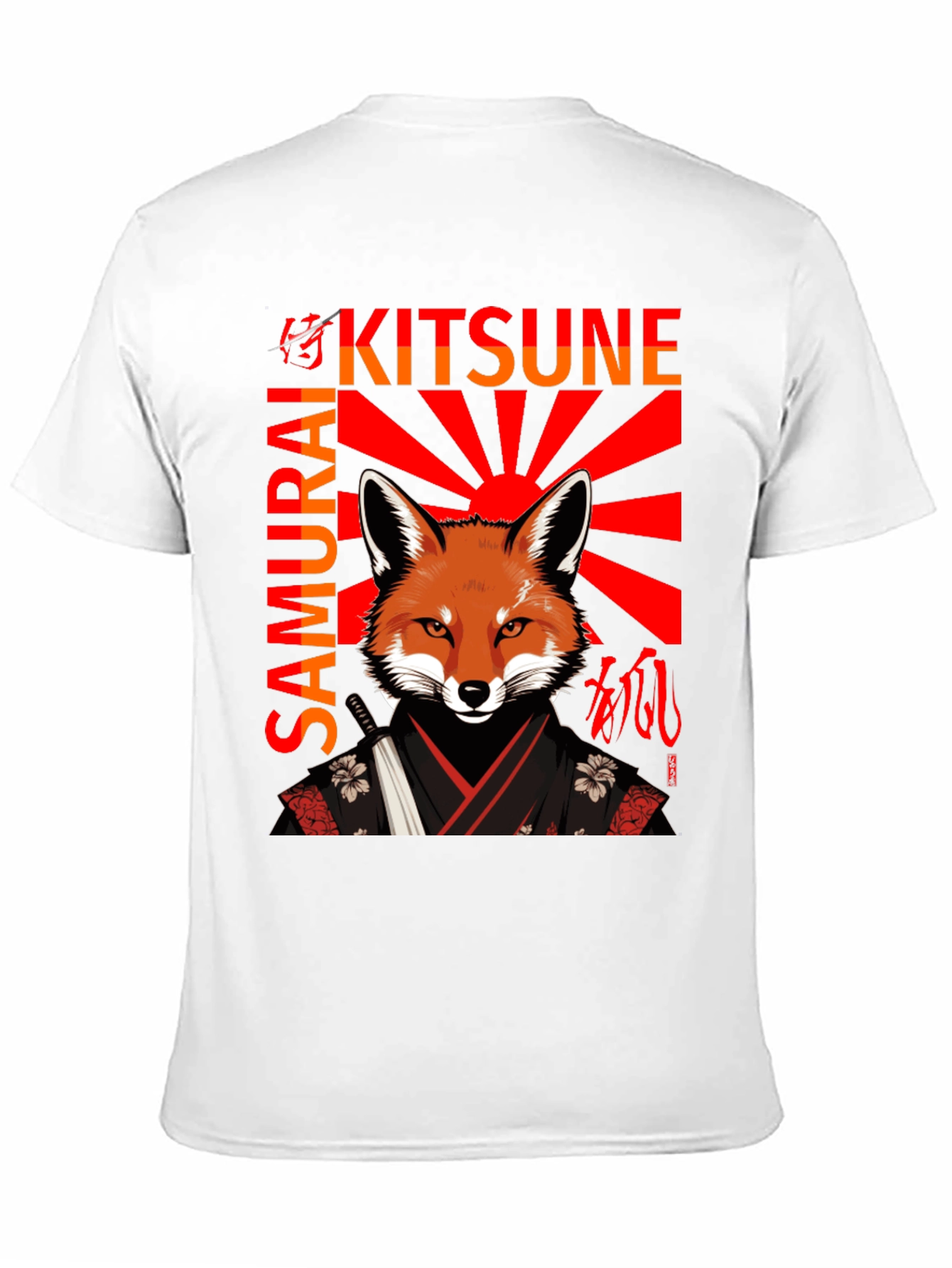 Samurai Kitsune T-Shirt Japanese Fox Warrior Design