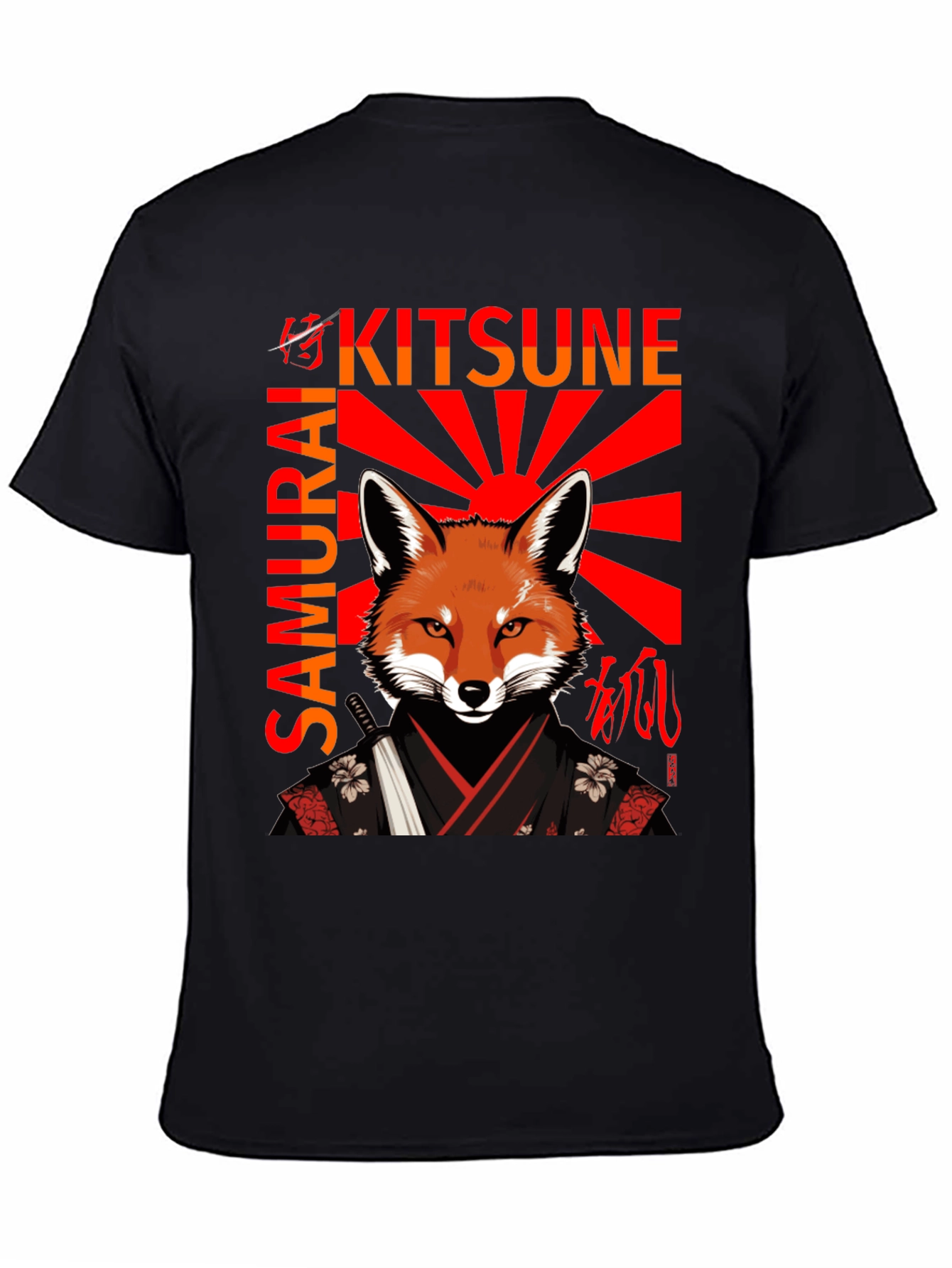 Samurai Kitsune T-Shirt Japanese Fox Warrior Design