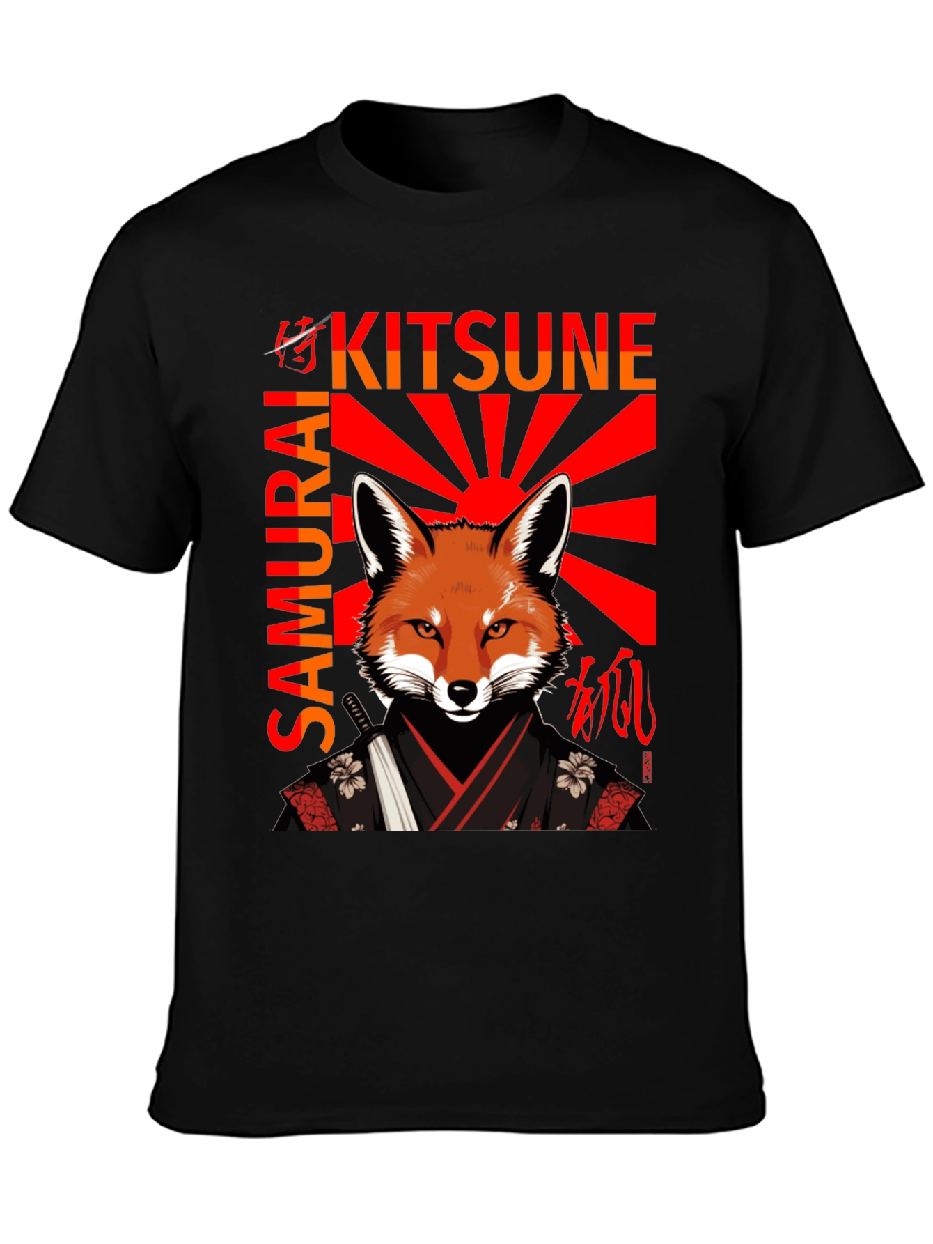 Samurai Kitsune T-Shirt Japanese Fox Warrior Design