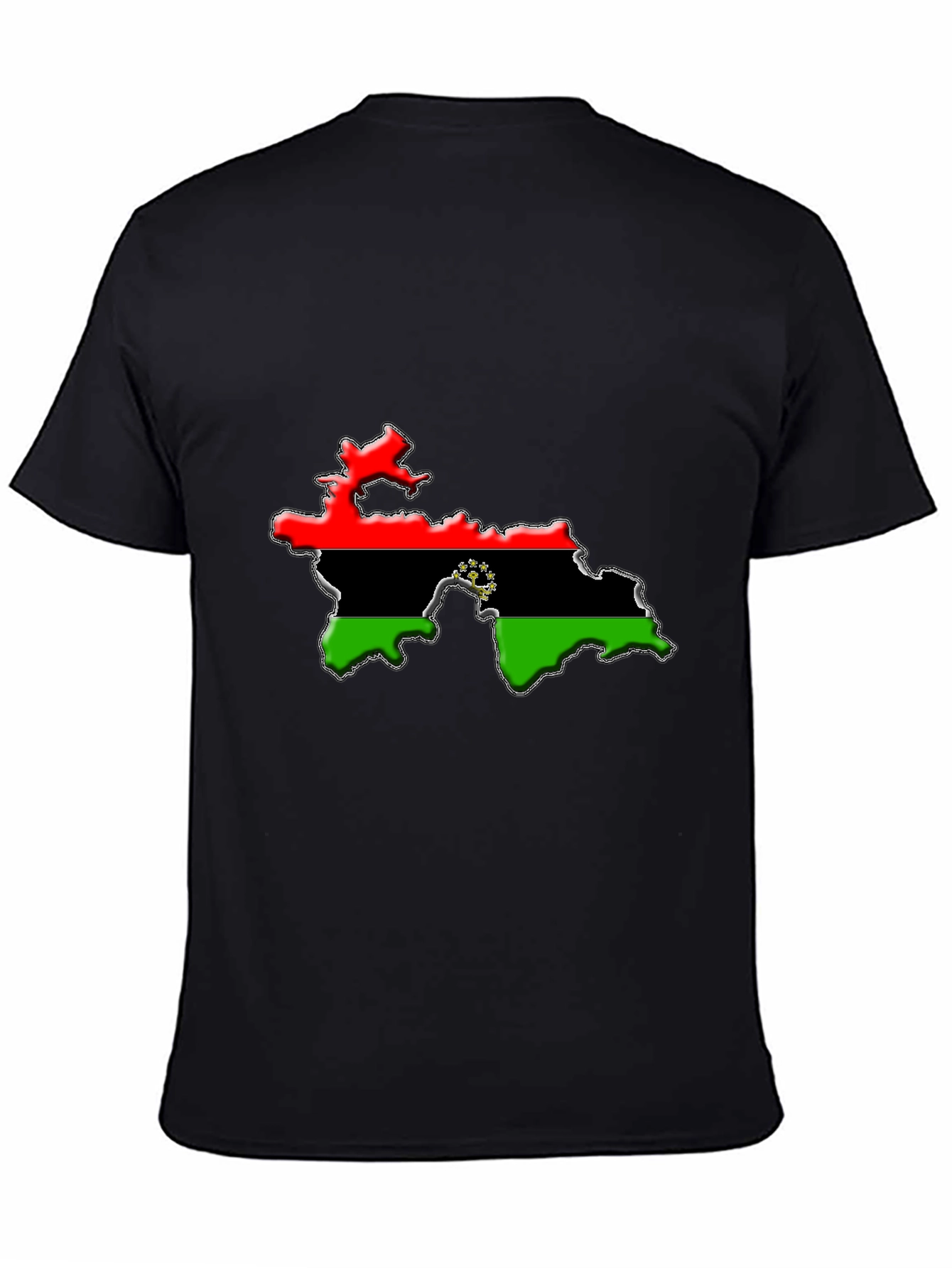 Tajikistan Flag Map Black T-Shirt