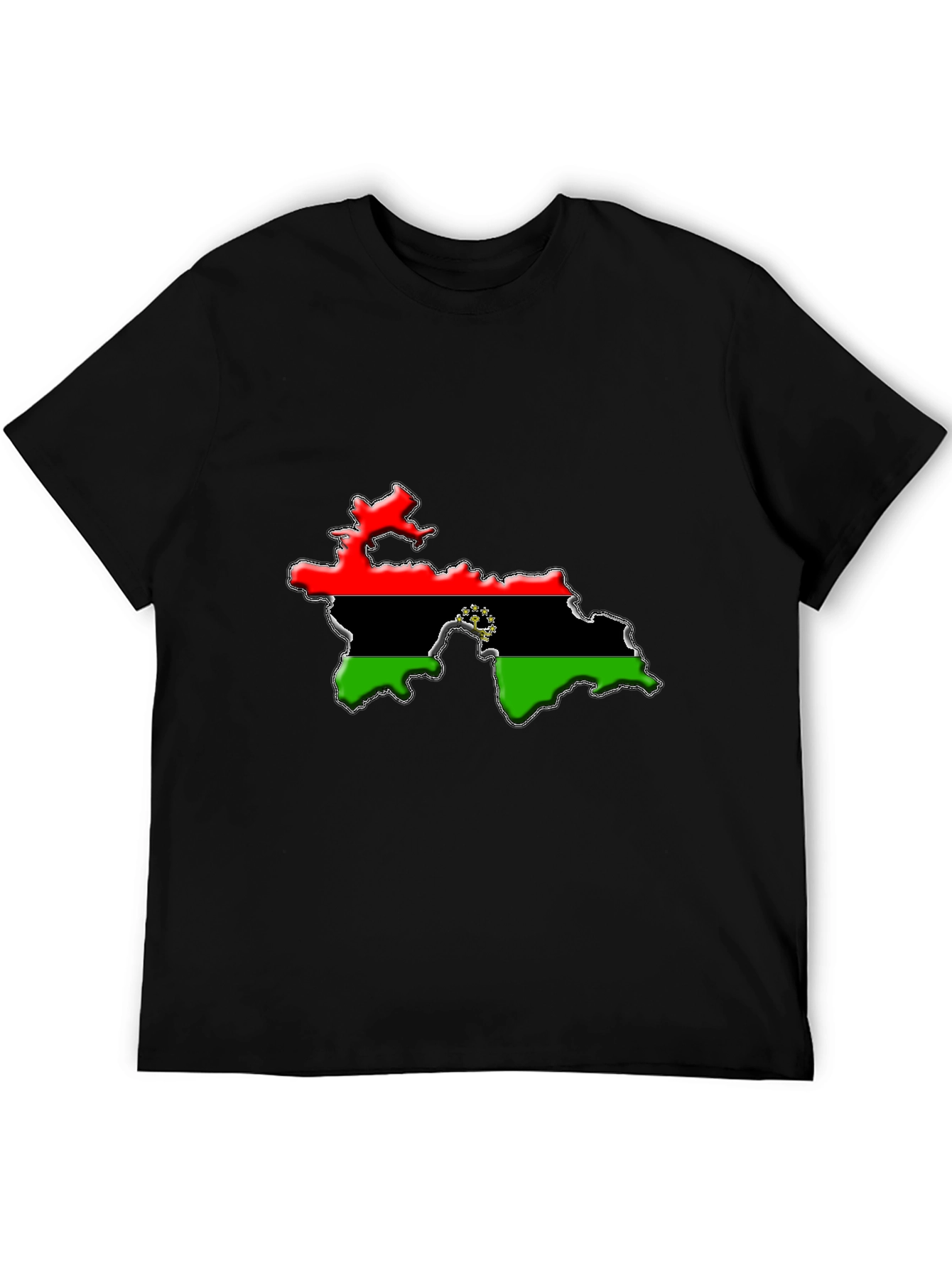 Tajikistan Flag Map Black T-Shirt
