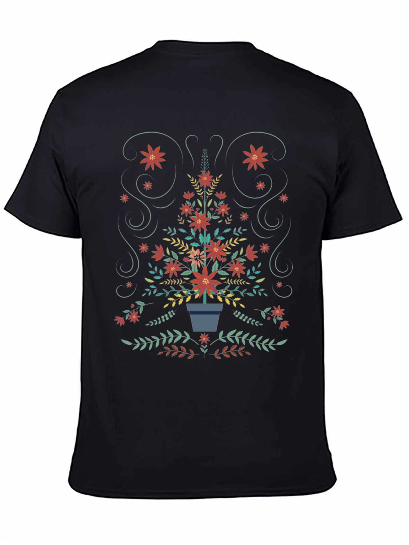Floral Christmas Tree T-Shirt - Holiday Festive Tee