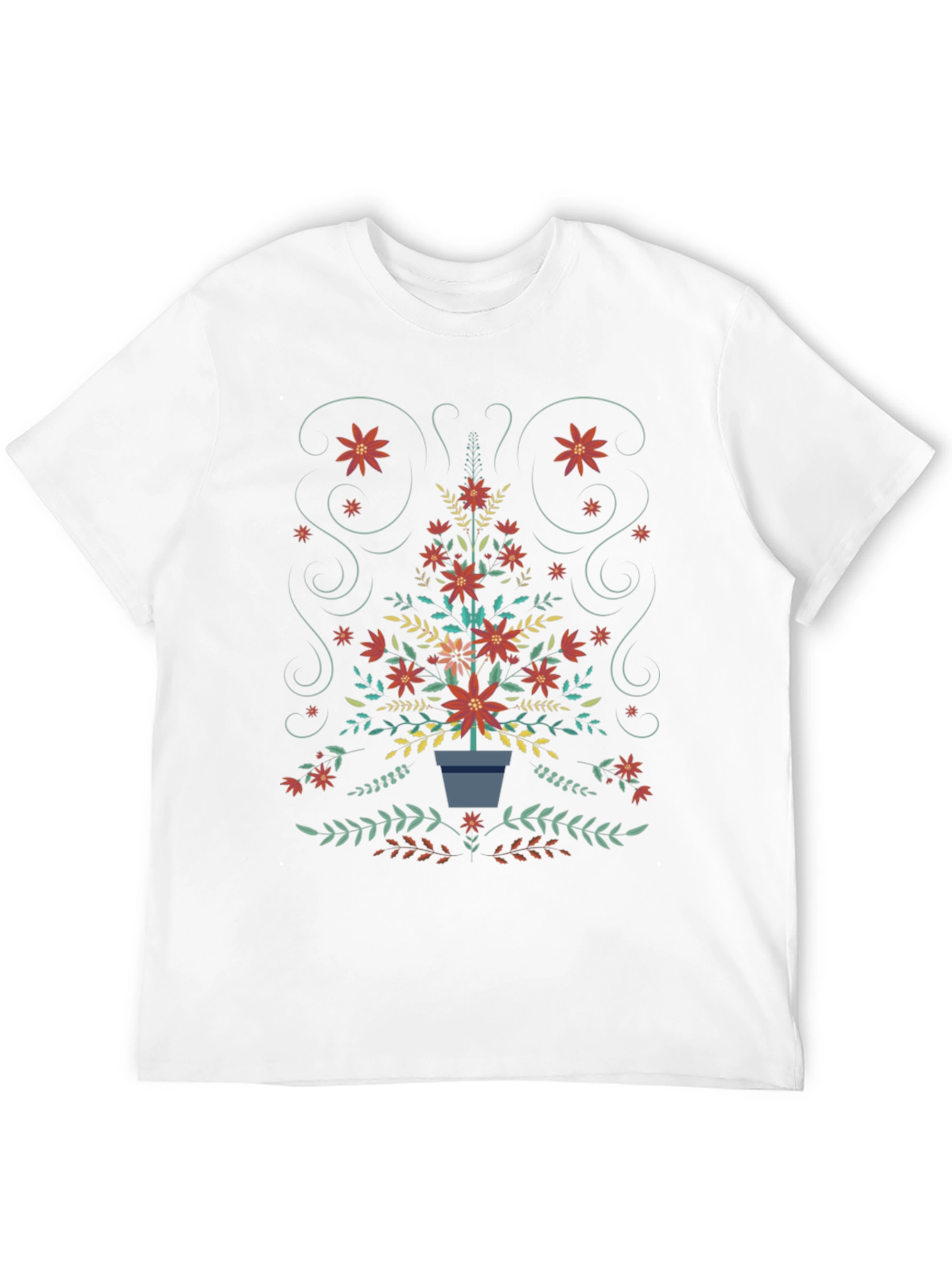 Floral Christmas Tree T-Shirt - Holiday Festive Tee