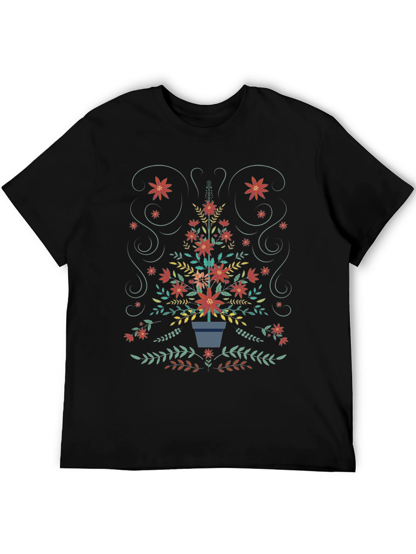 Floral Christmas Tree T-Shirt - Holiday Festive Tee