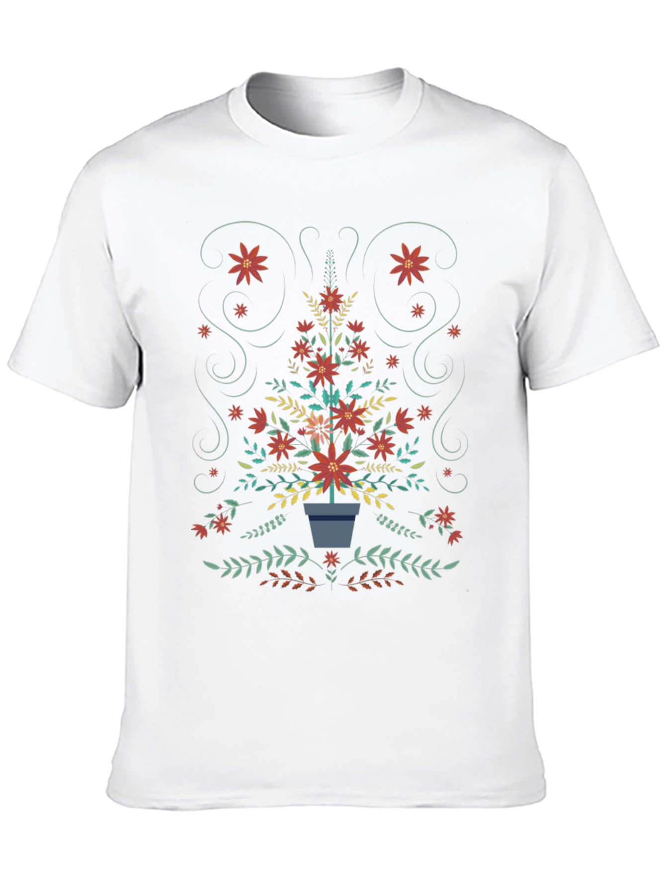 Floral Christmas Tree T-Shirt - Holiday Festive Tee