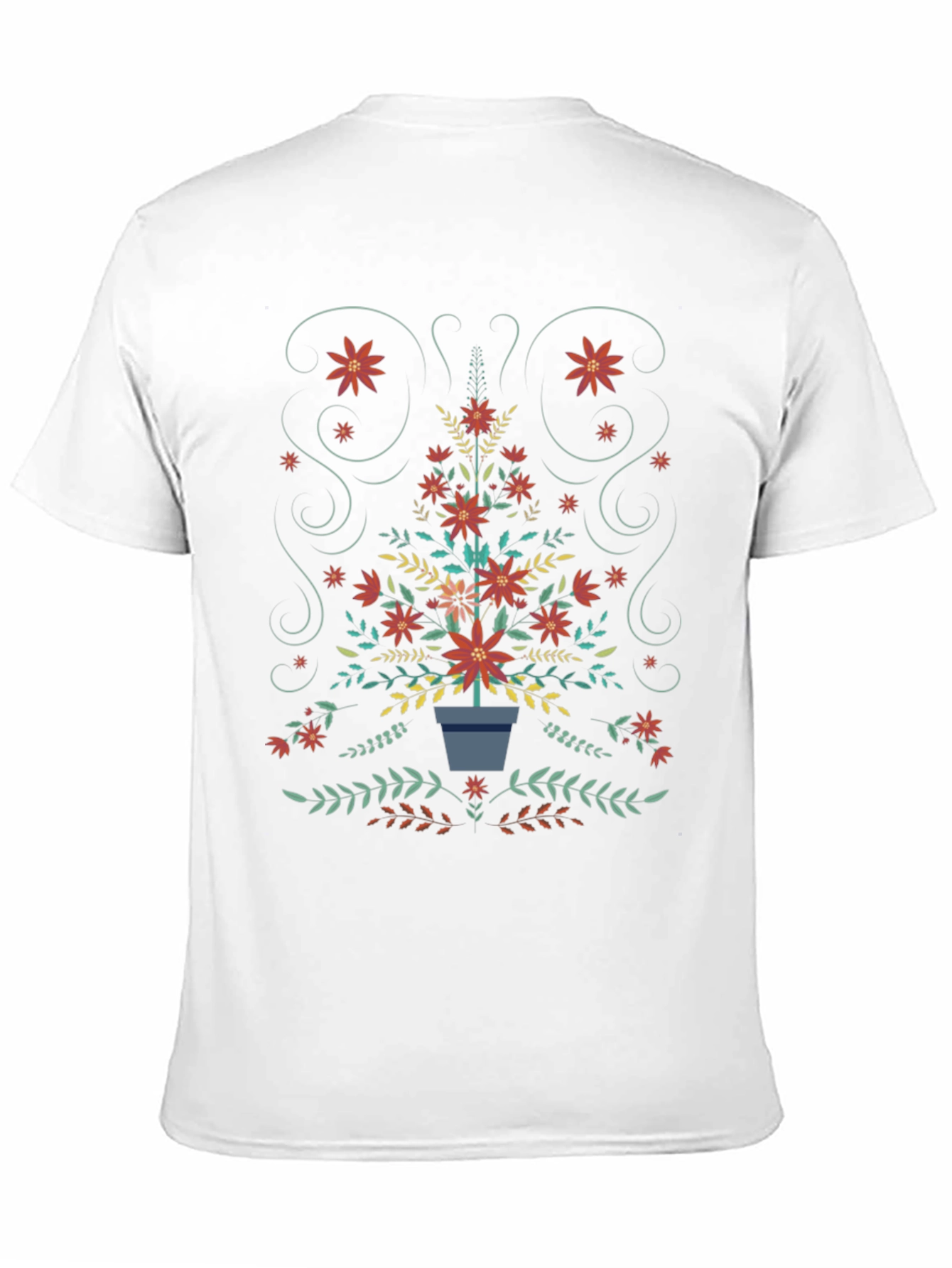 Floral Christmas Tree T-Shirt - Holiday Festive Tee