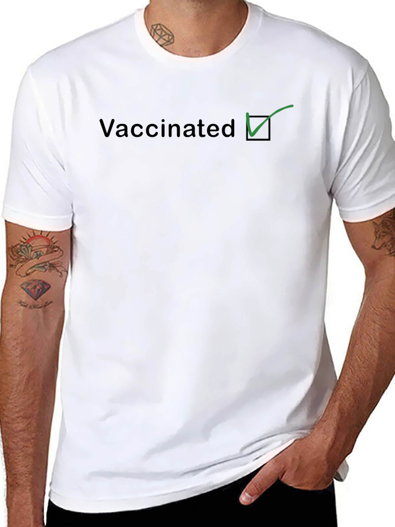Vaccinated Checkmark Graphic Tee - Black