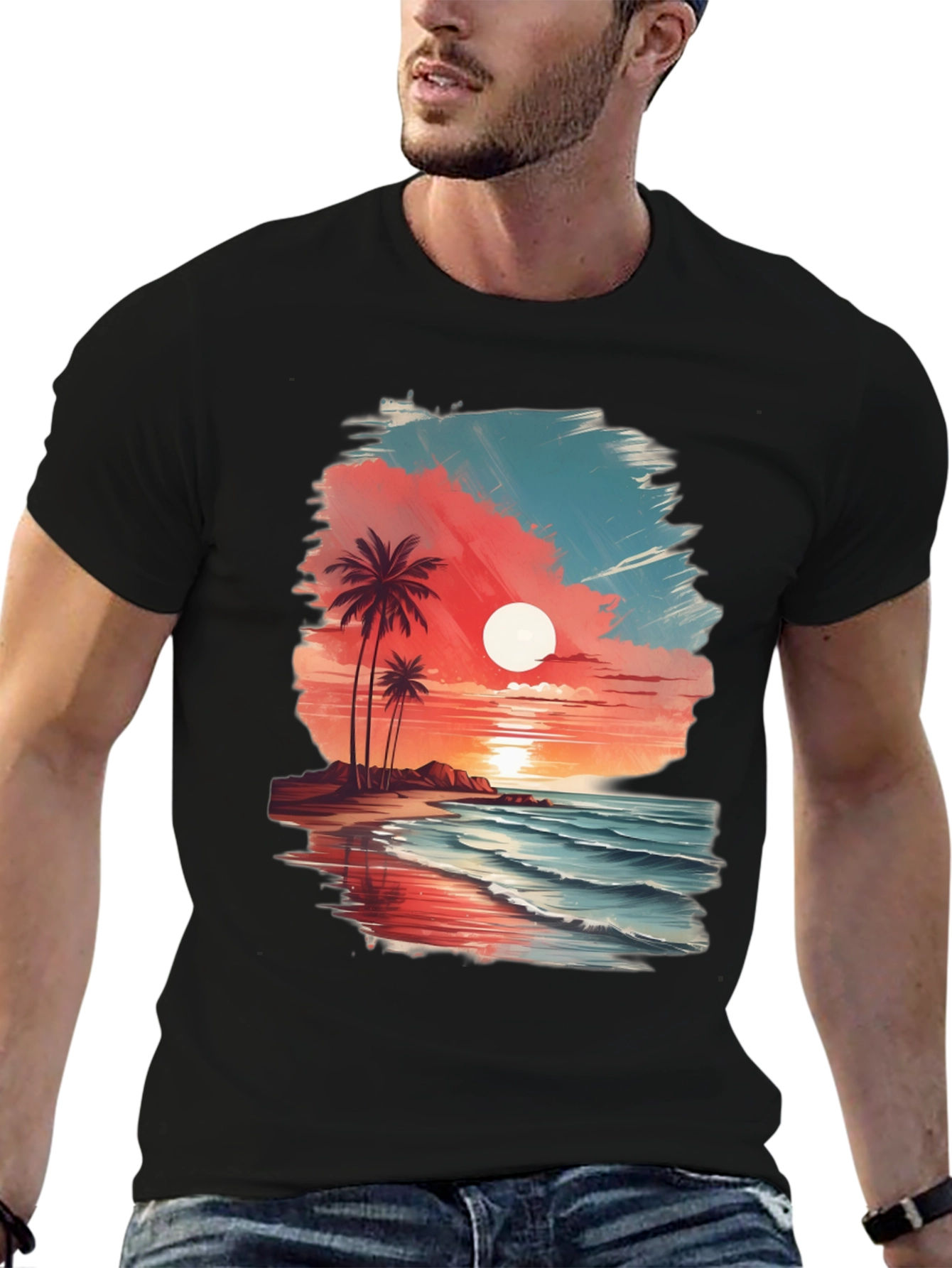 Tropical Sunset Graphic Tee - Island Vibes