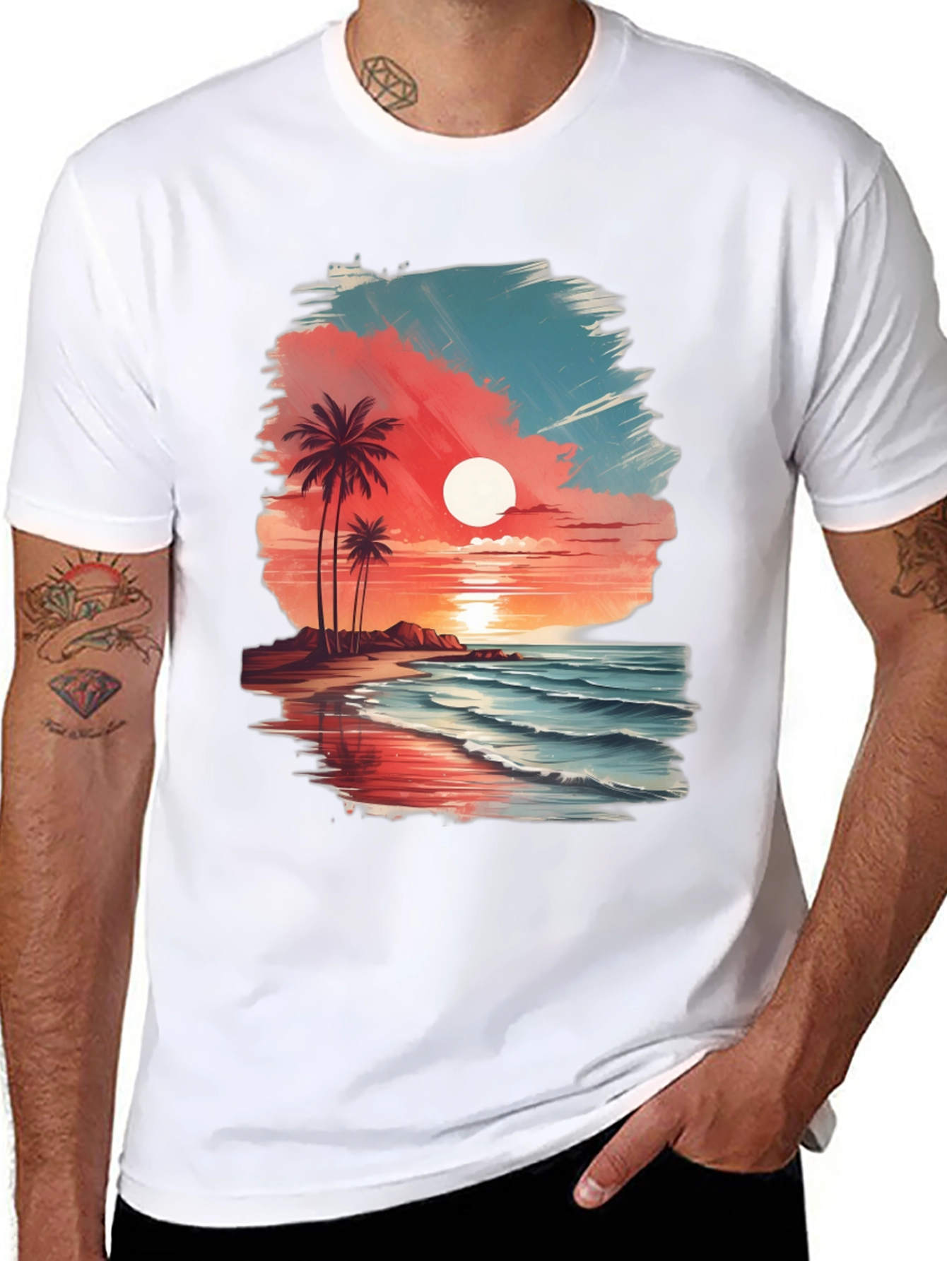 Tropical Sunset Graphic Tee - Island Vibes