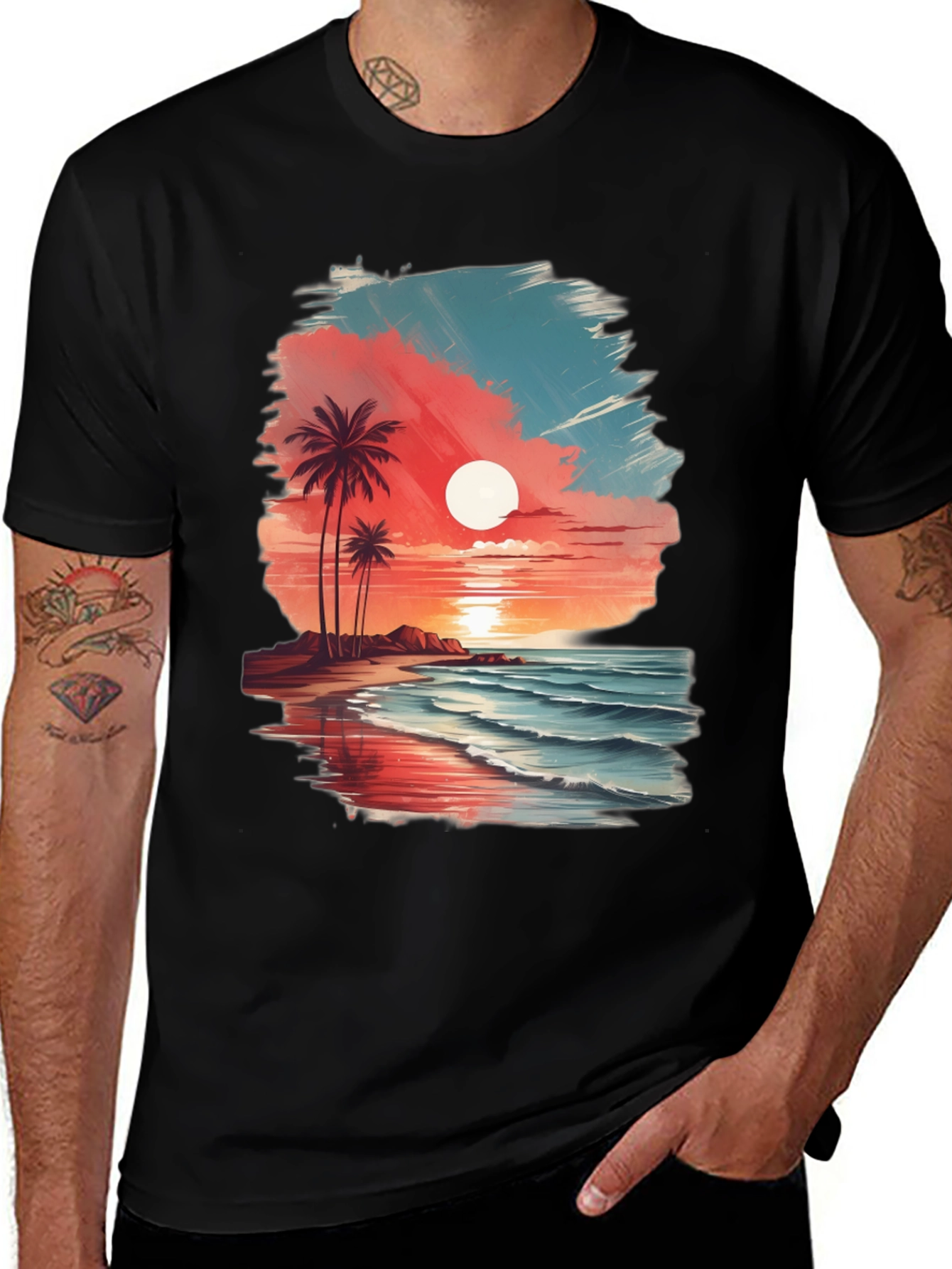 Tropical Sunset Graphic Tee - Island Vibes