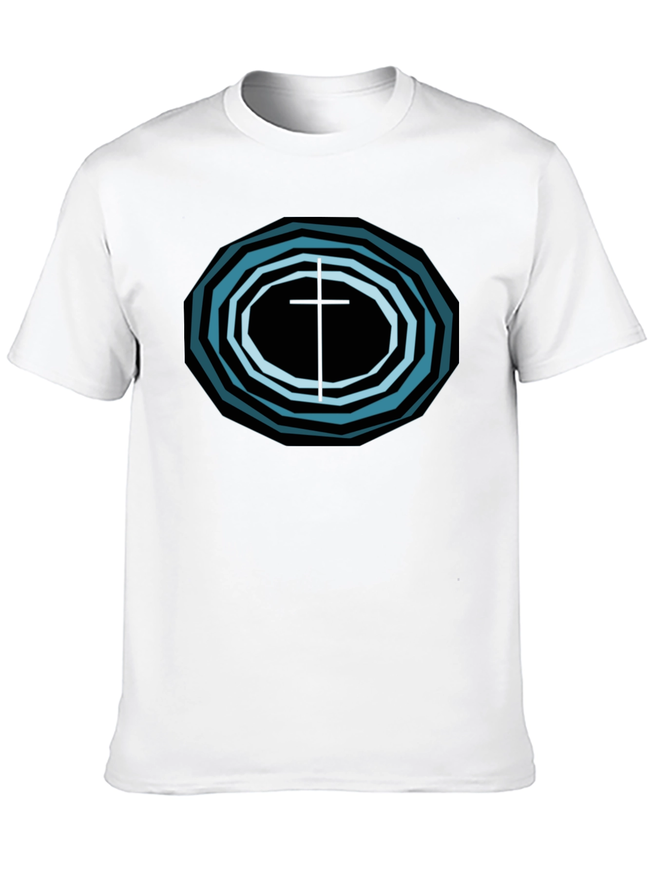 Geometric Cross Graphic Tee - Black