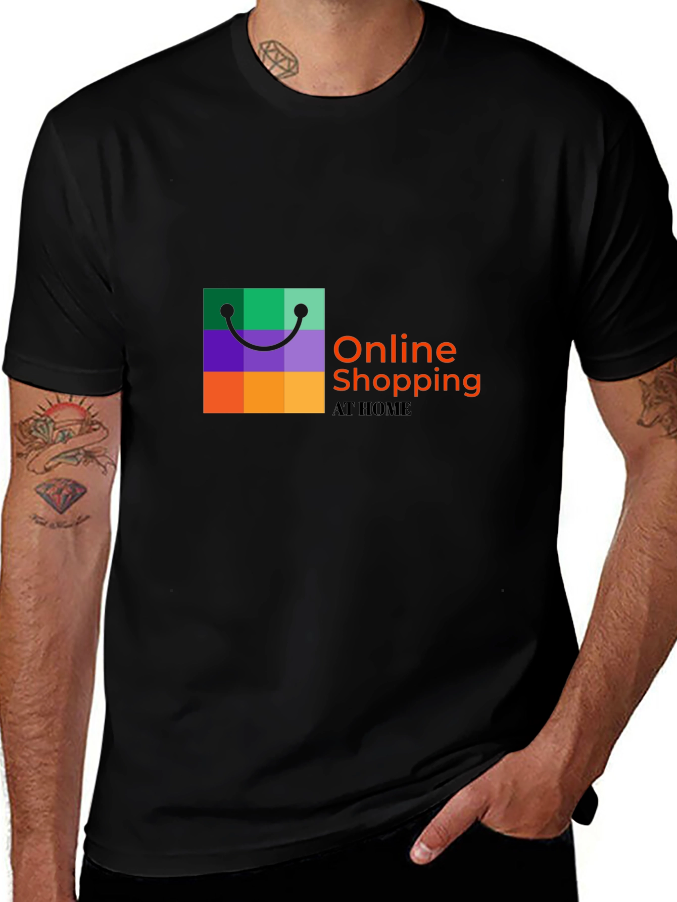 Online Shopping Black T-Shirt