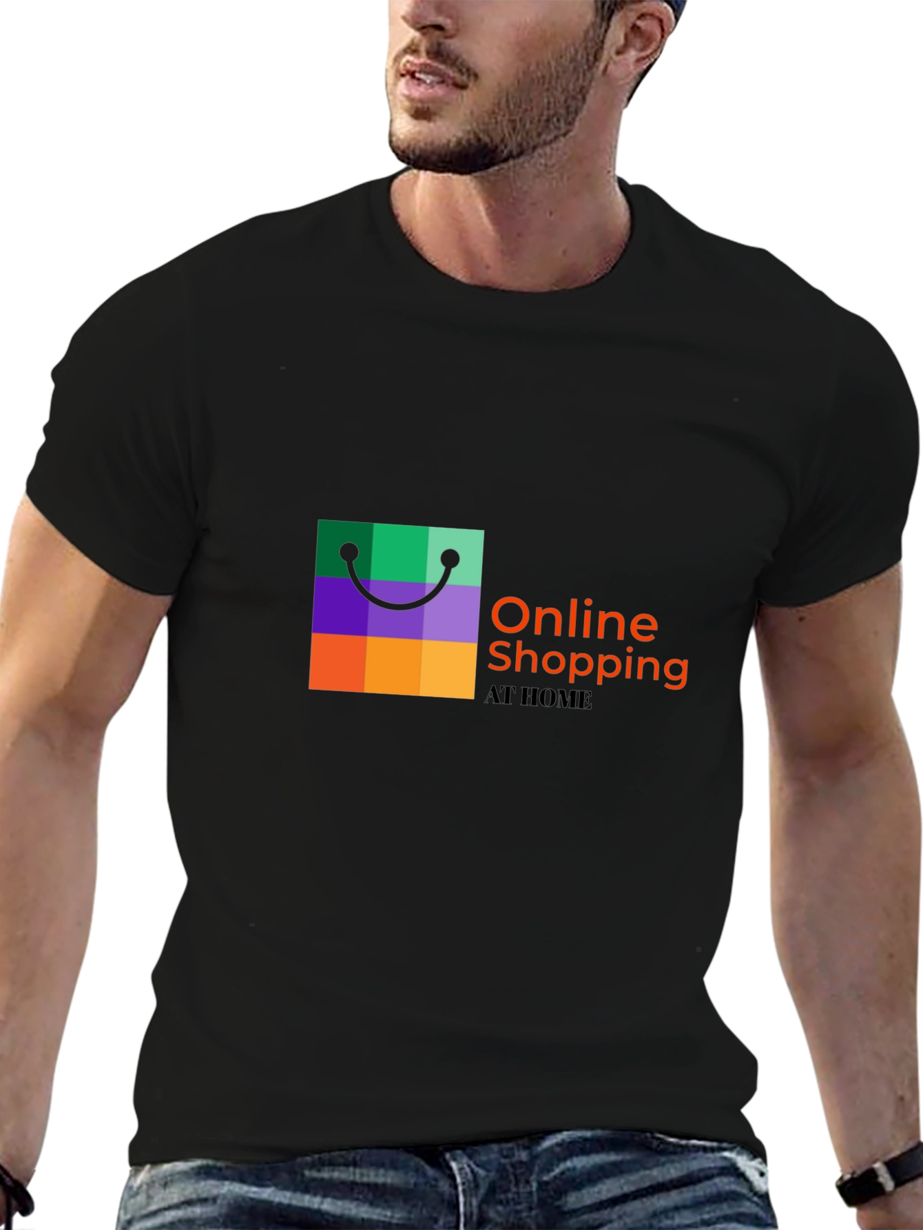 Online Shopping Black T-Shirt