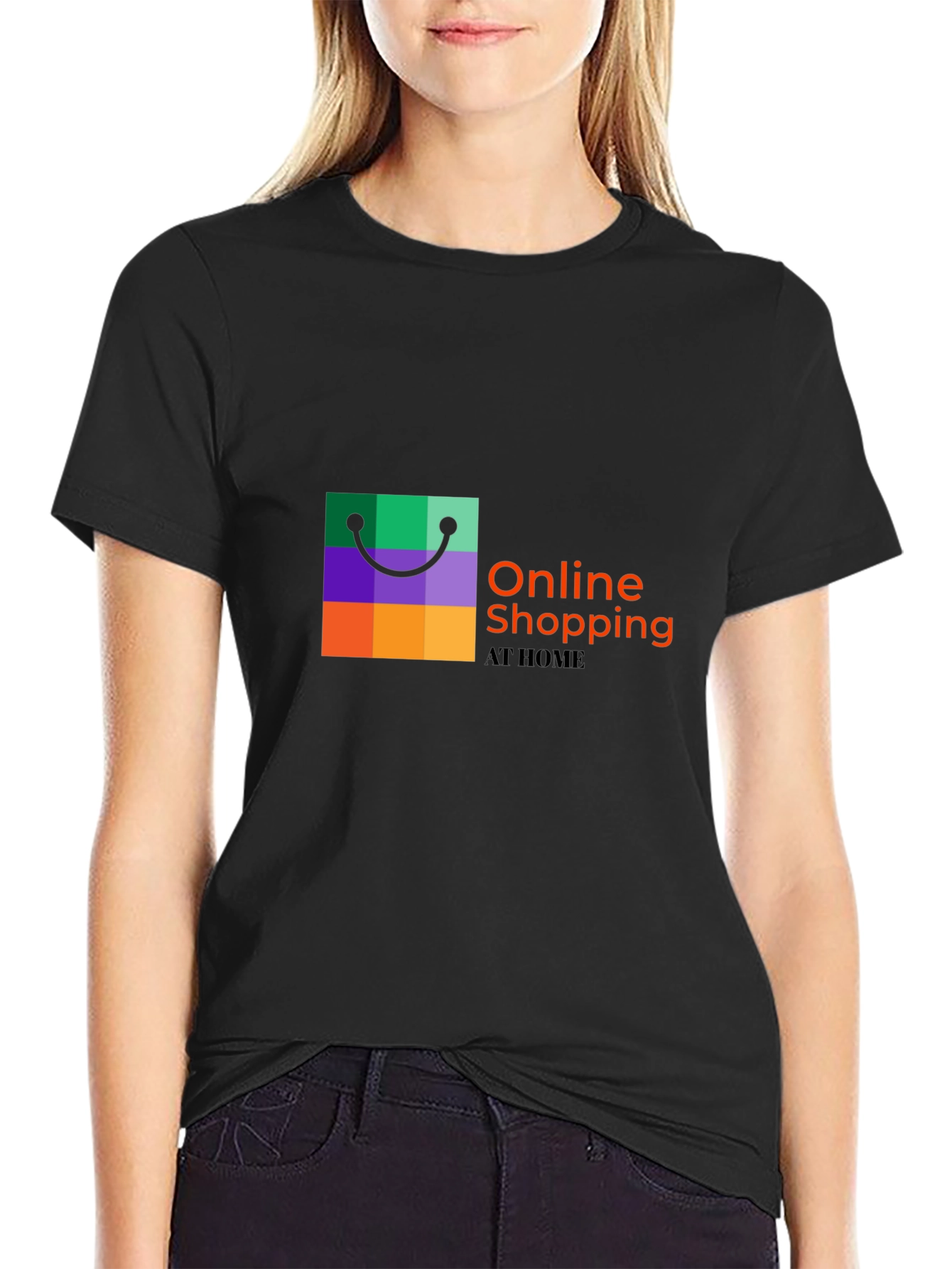 Online Shopping Black T-Shirt