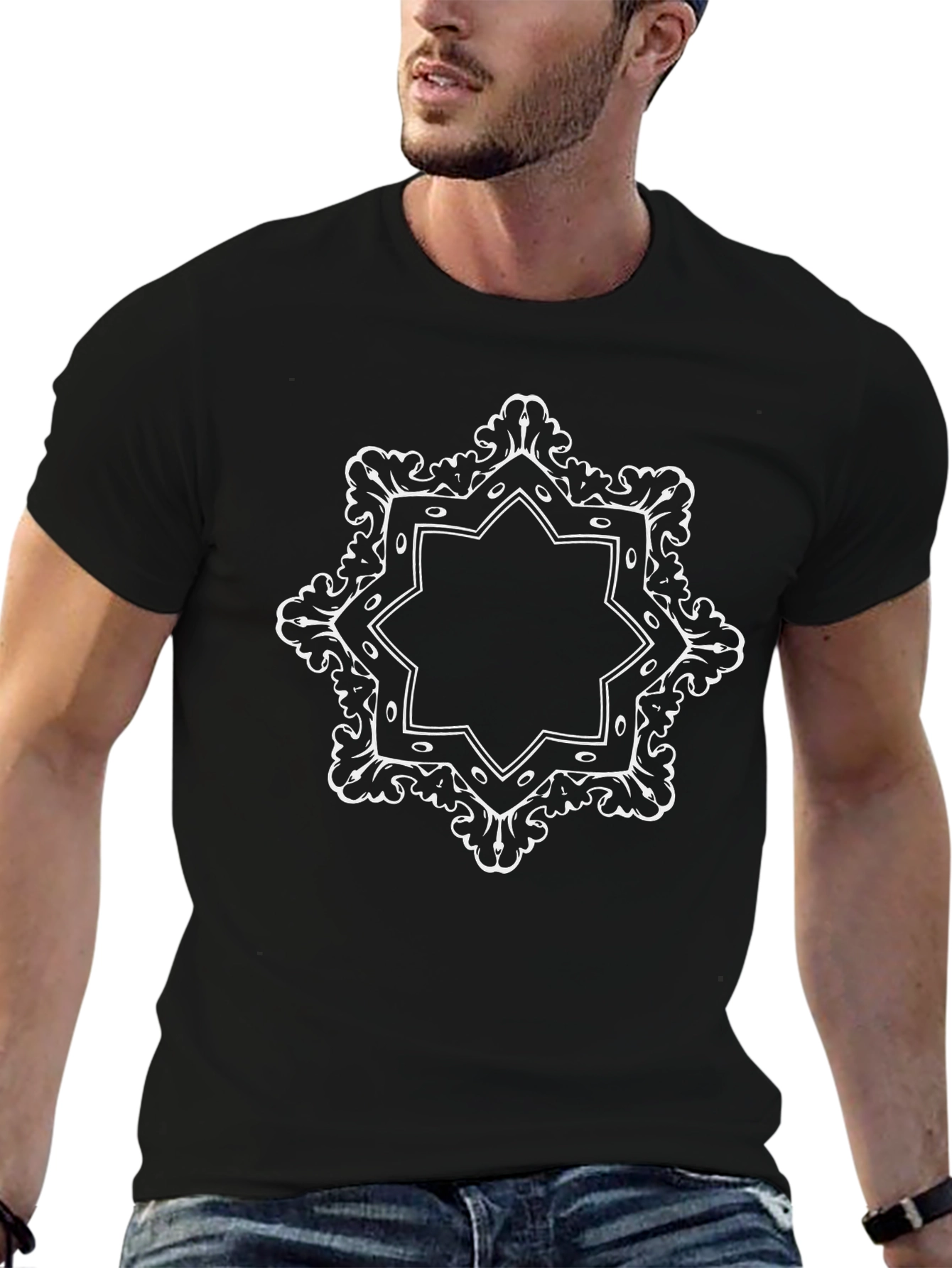 Elegant Mandala Graphic Black T-Shirt