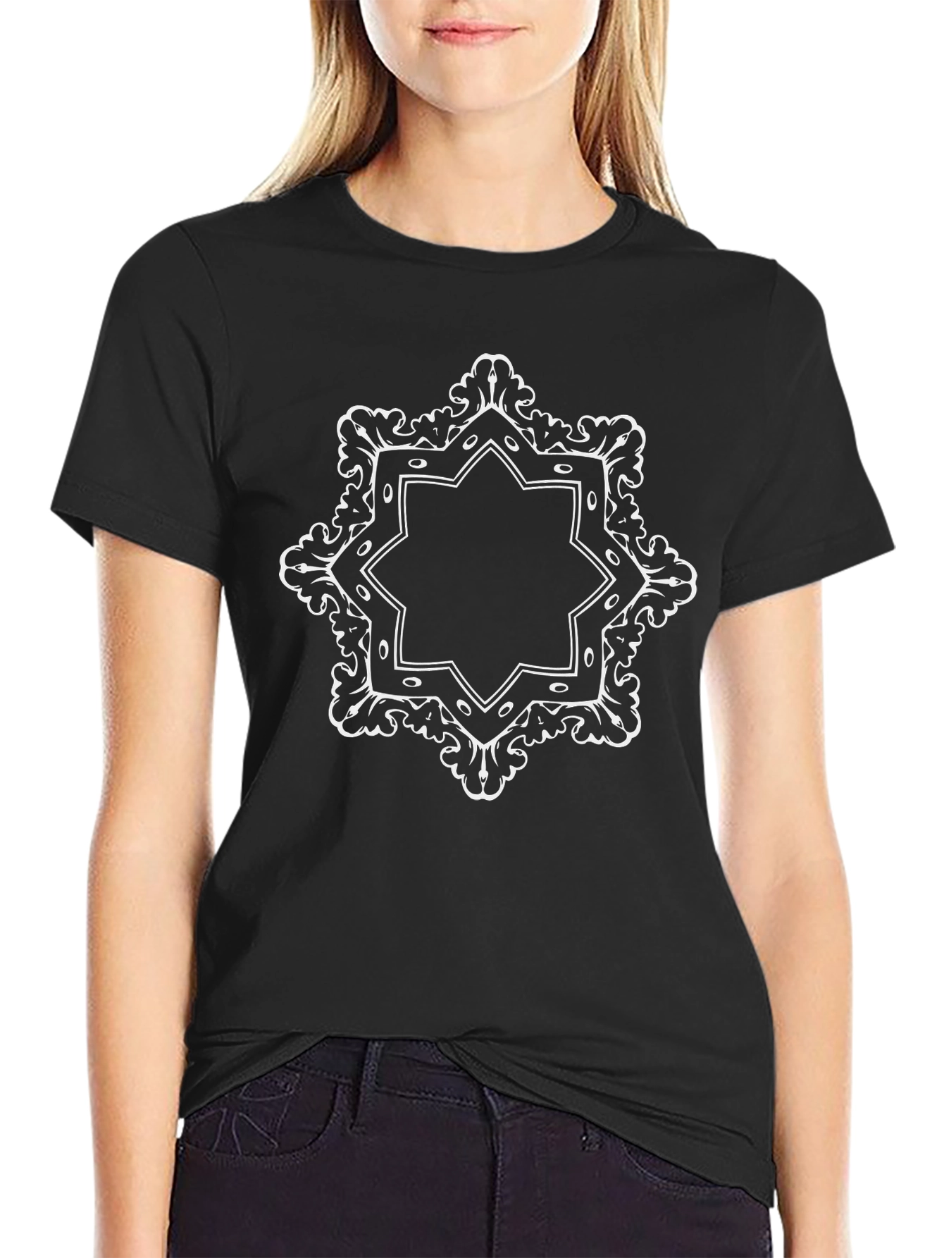 Elegant Mandala Graphic Black T-Shirt
