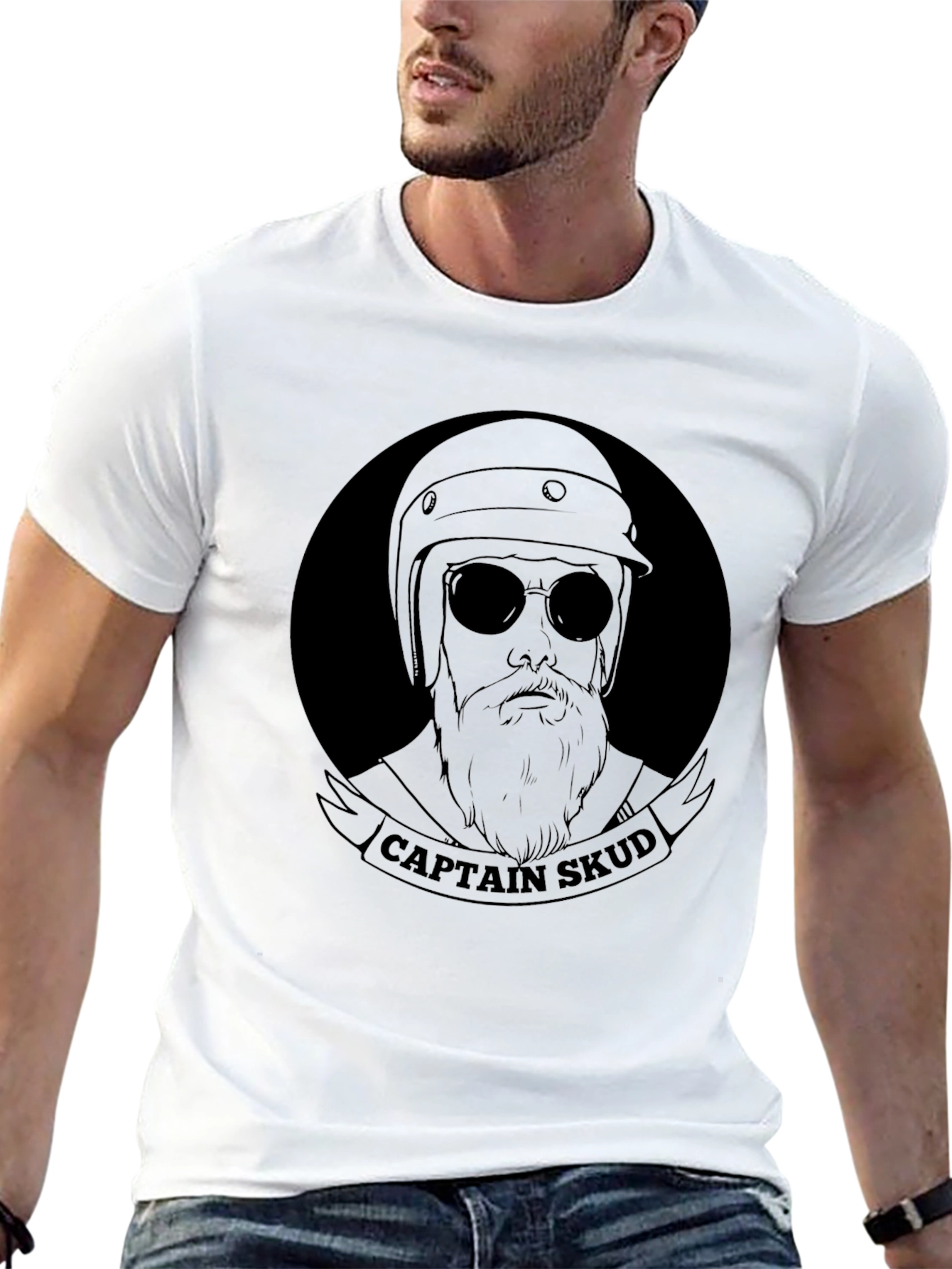 Captain Skud Biker Graphic T-Shirt