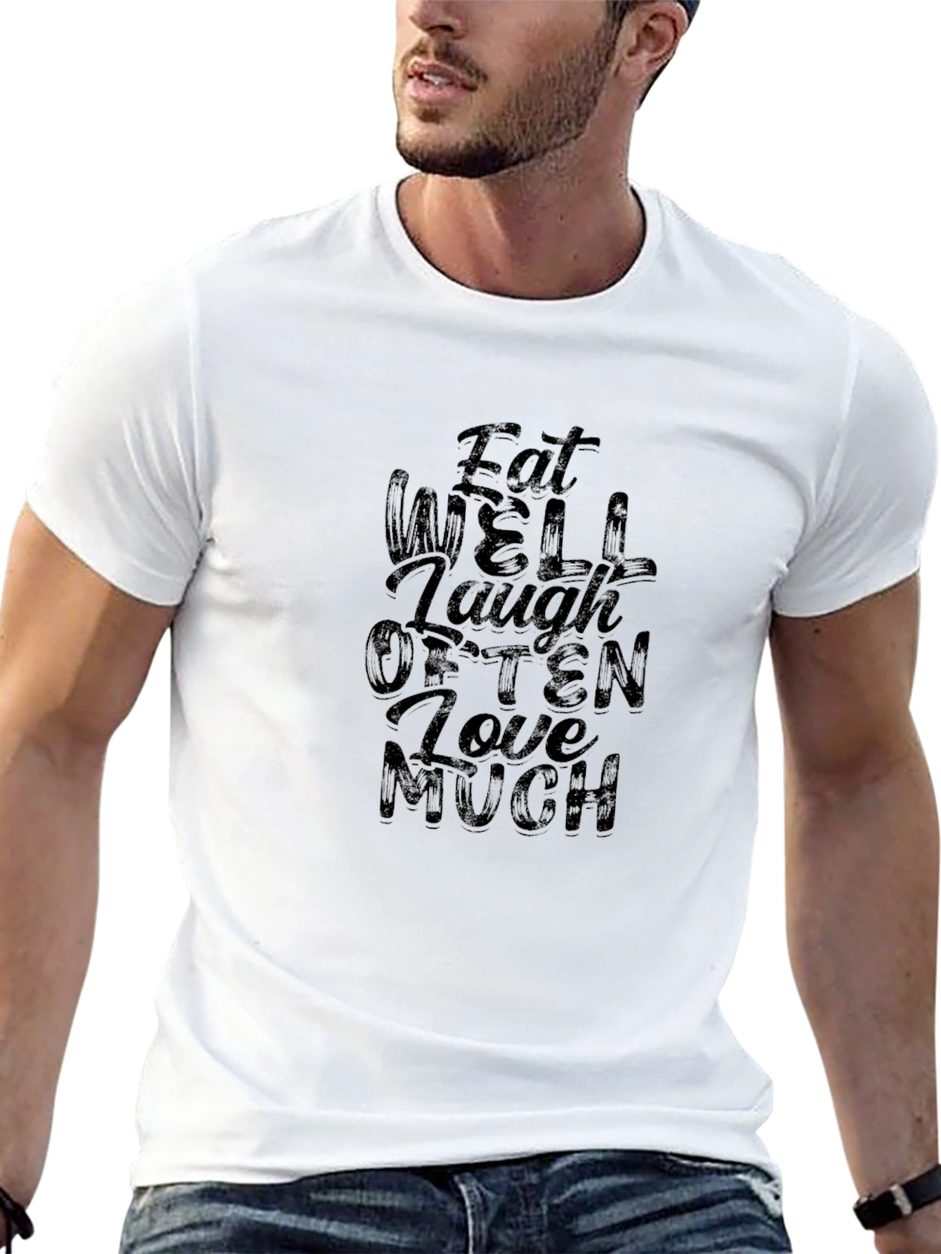 Eat Well Laugh Often Love Much Black T-Shirt