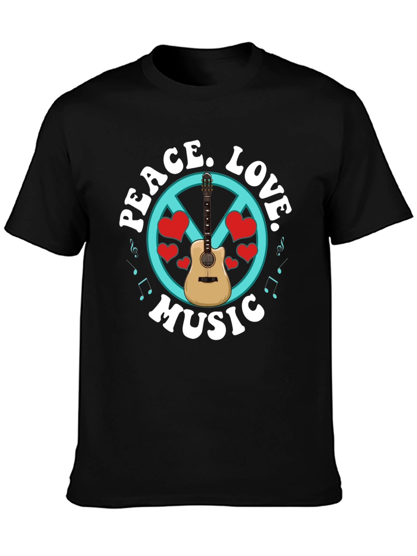 Peace Love Music Guitar T-Shirt