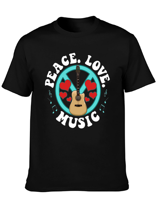 Peace Love Music Guitar T-Shirt