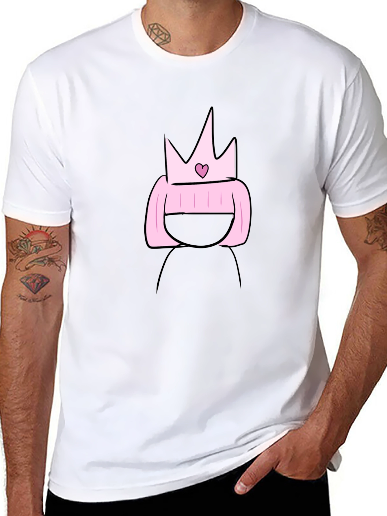 Cartoon Princess T-Shirt - Black Cotton Tee