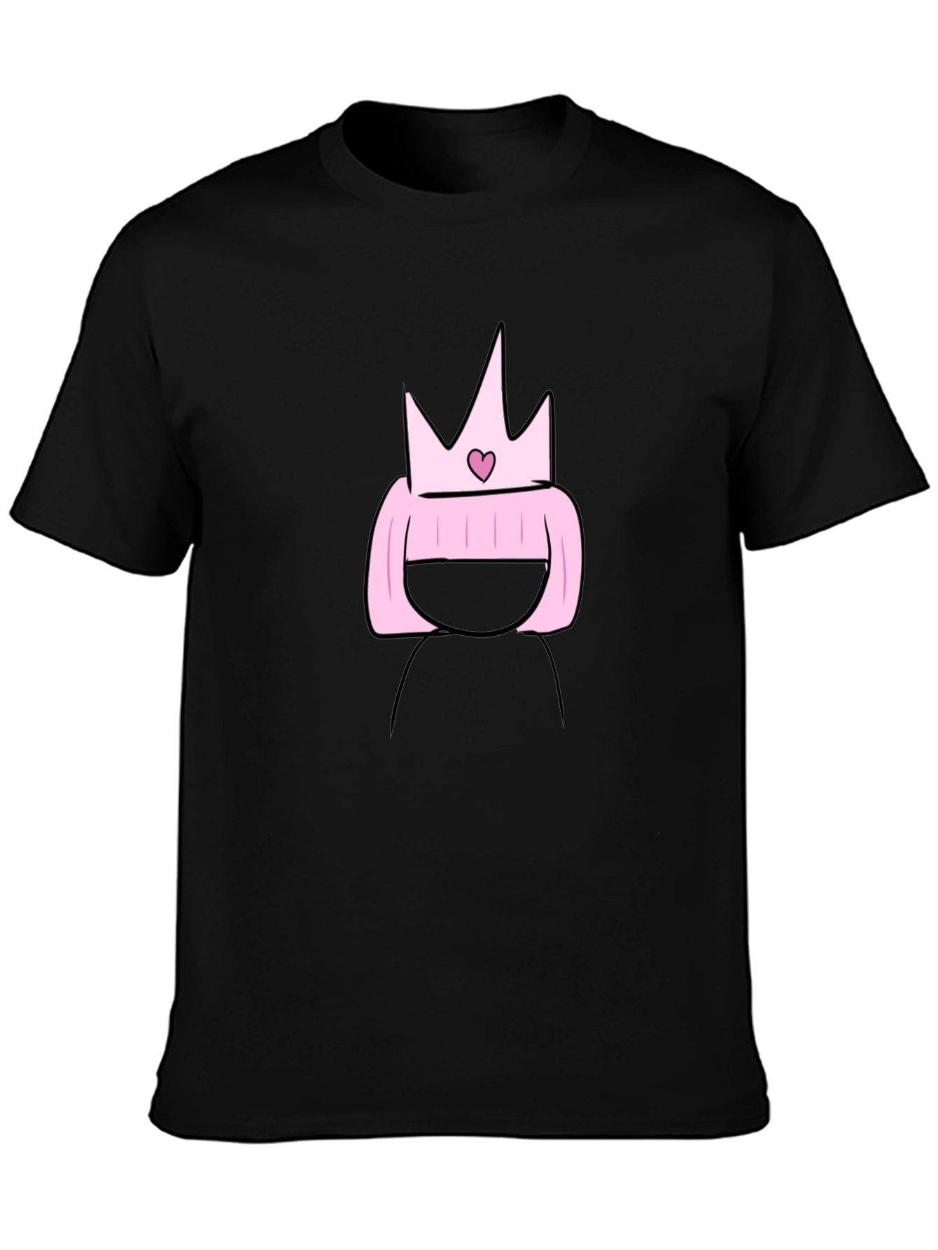 Cartoon Princess T-Shirt - Black Cotton Tee
