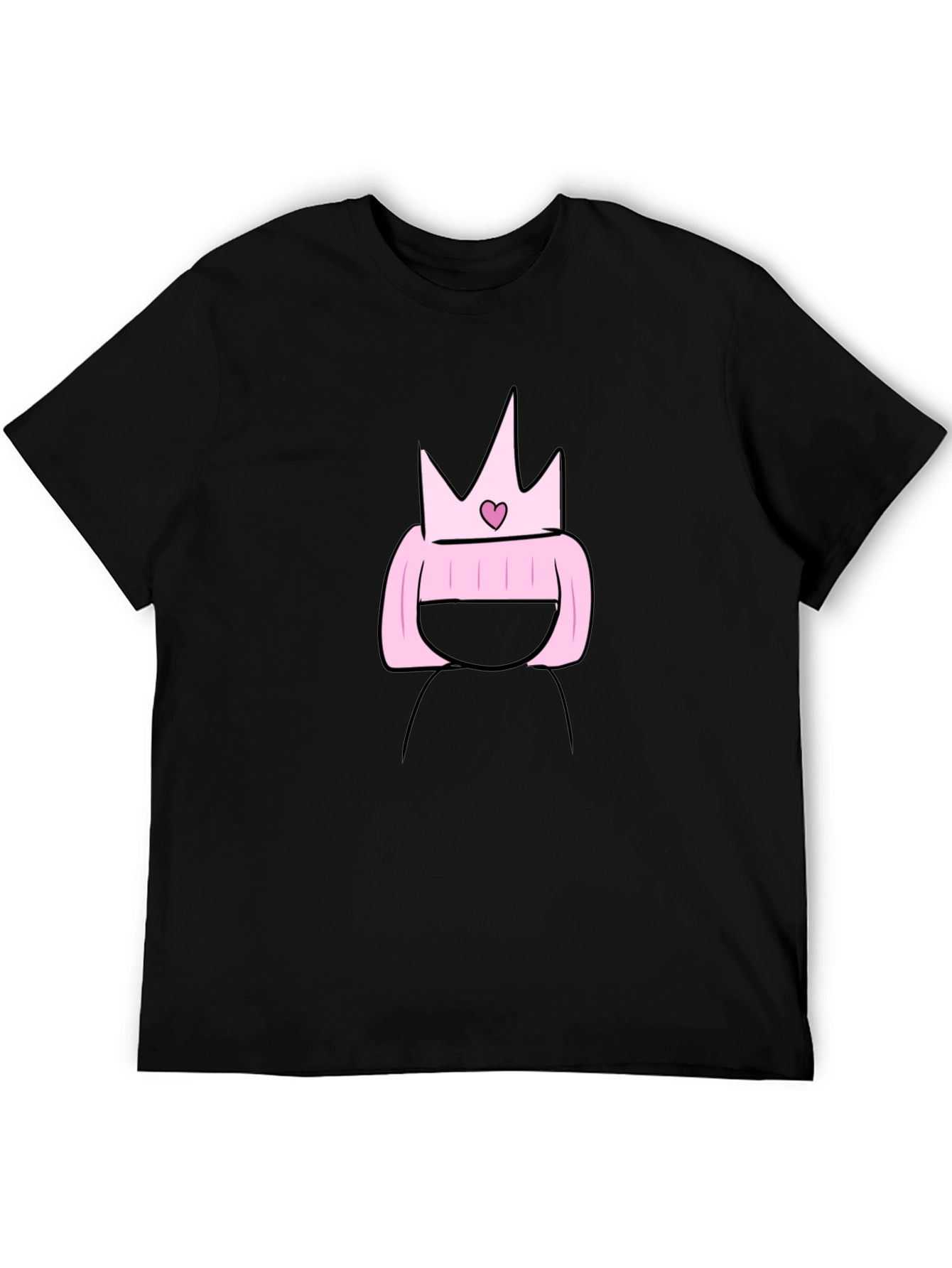 Cartoon Princess T-Shirt - Black Cotton Tee